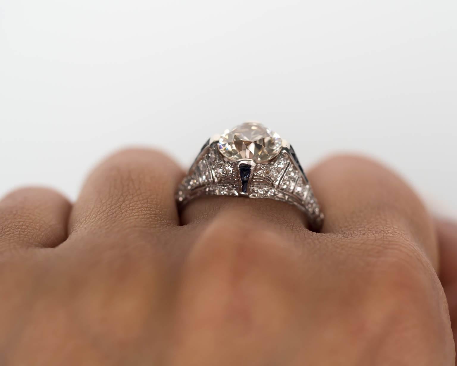 1920s Art Deco GIA Certified 2.57 Carat Diamond Platinum Engagement Ring 5