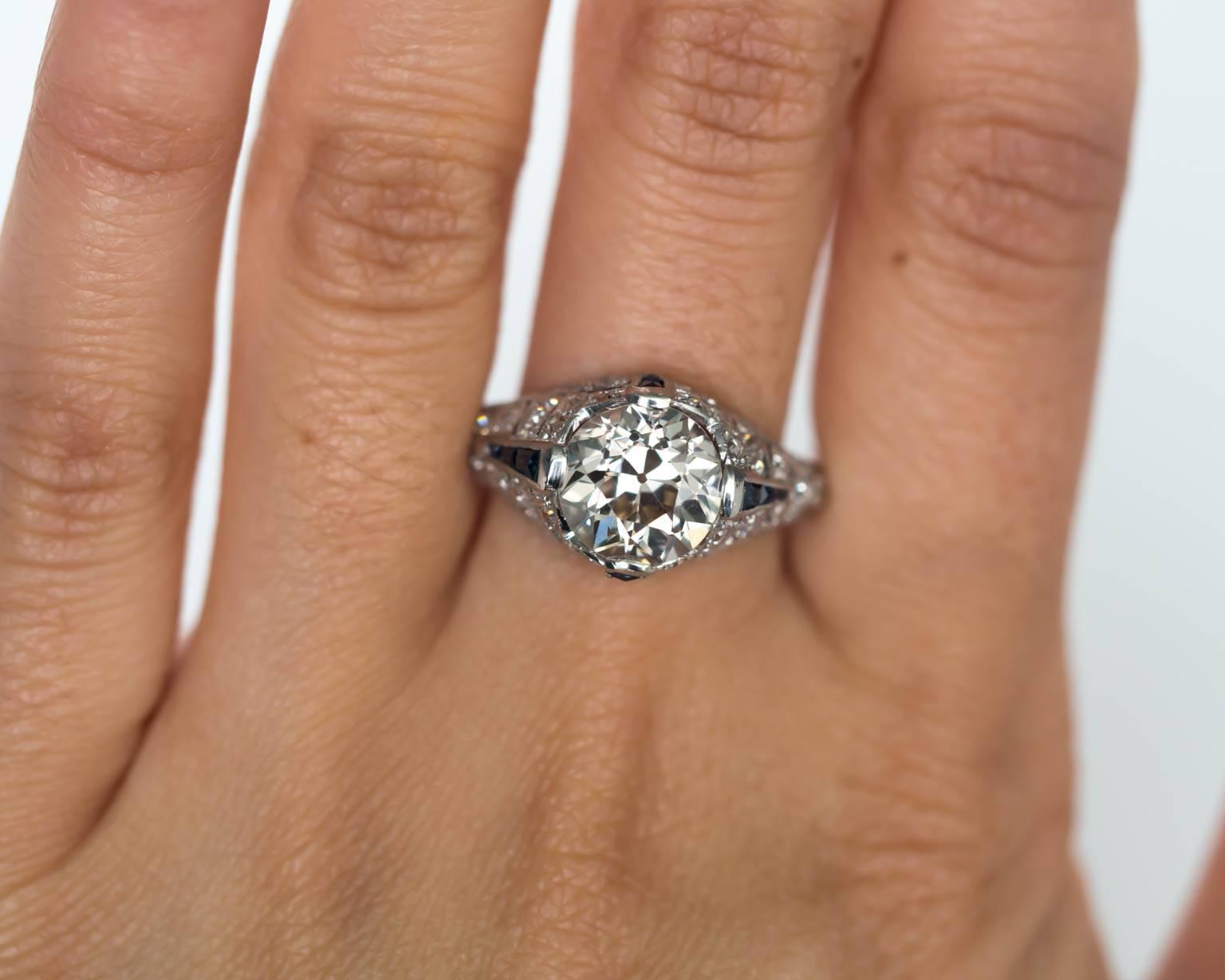 1920s Art Deco GIA Certified 2.57 Carat Diamond Platinum Engagement Ring 3