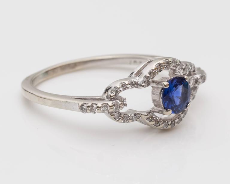 Sapphire Diamond White Gold Ring For Sale at 1stDibs