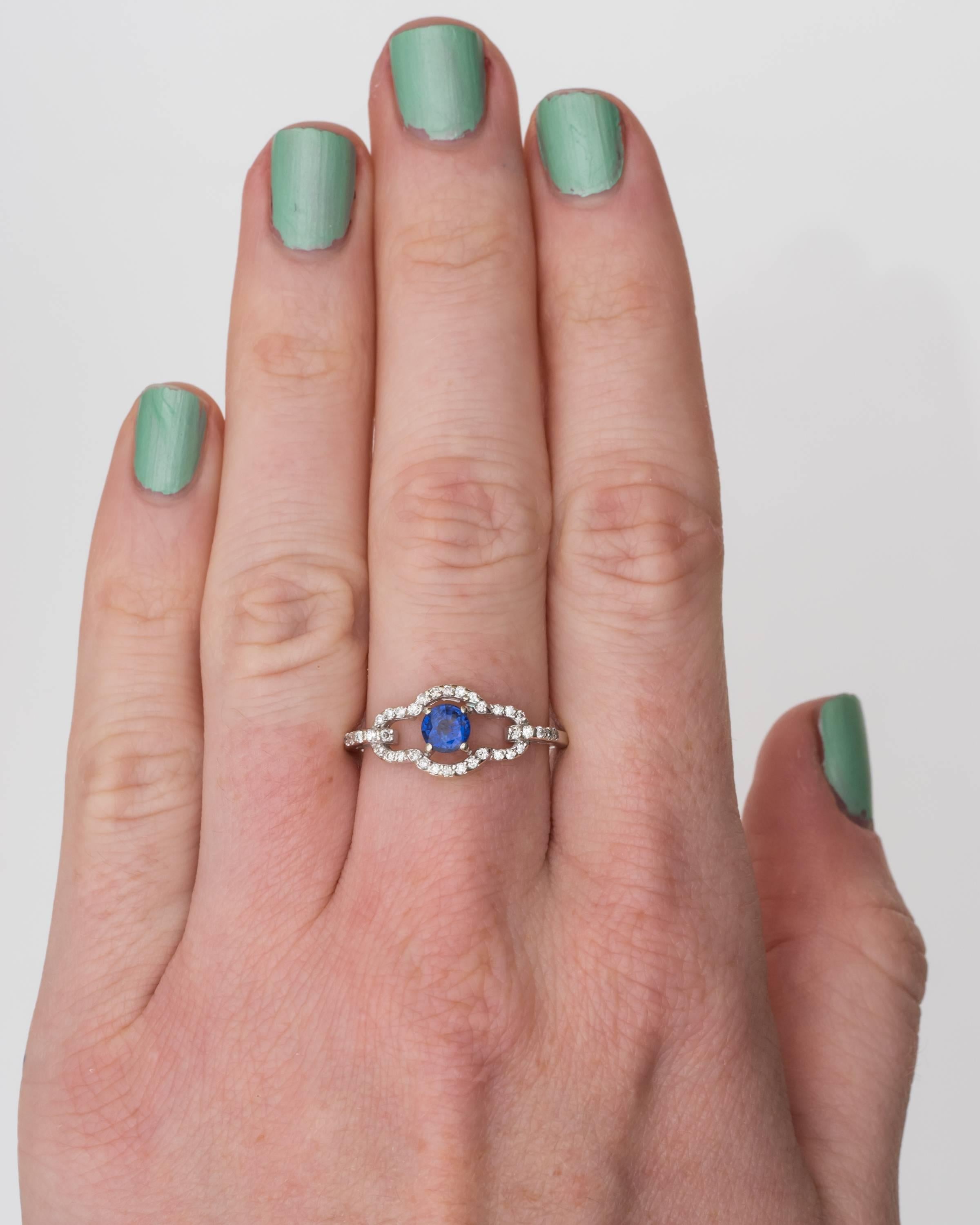 Women's Sapphire Diamond White Gold Ring