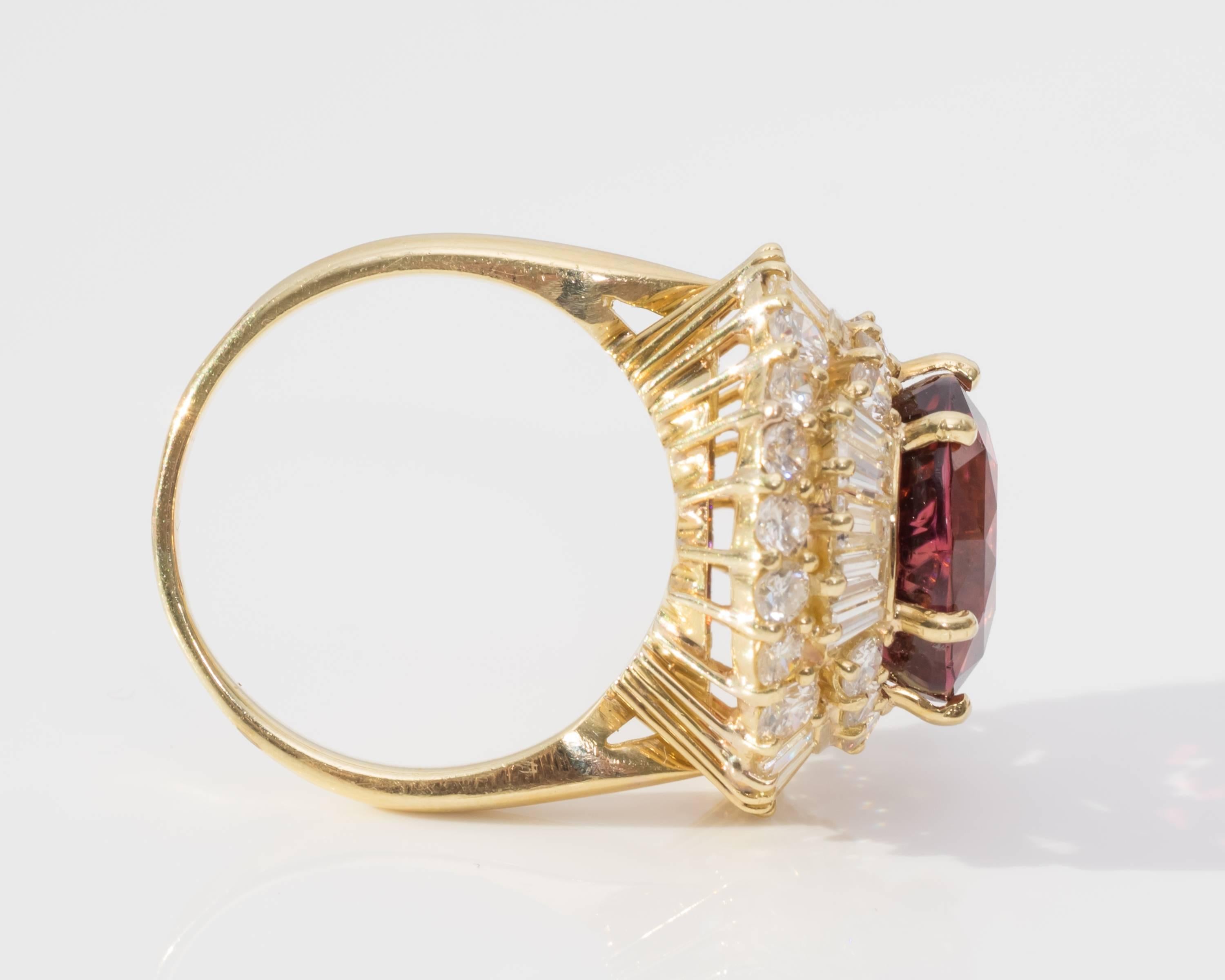 Ballerina Ring with 5 Carat Tourmaline and Diamonds In Excellent Condition In Atlanta, GA