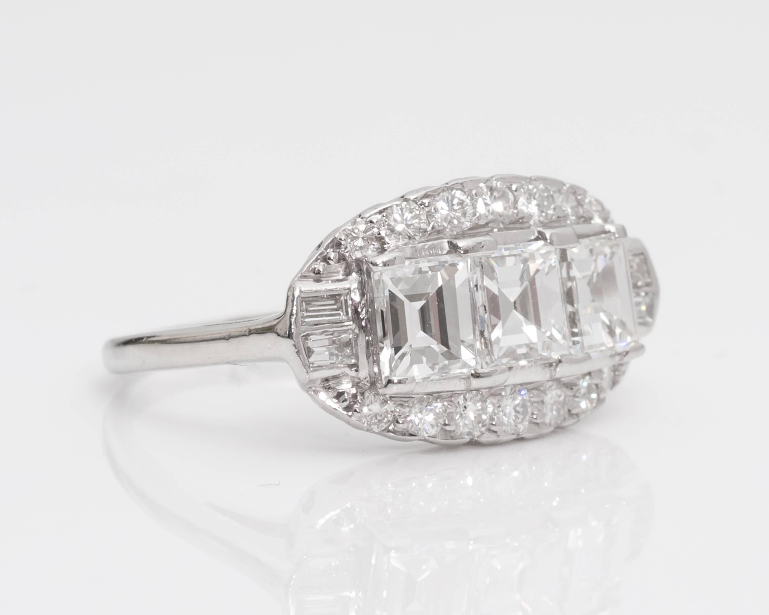 Asscher Cut 1920s Art Deco 3.0 Carat Diamond Platinum Engagement Ring