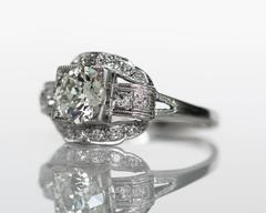 1920s Art Deco Platinum GIA Certified 1.04 Carat Diamond Engagement Ring