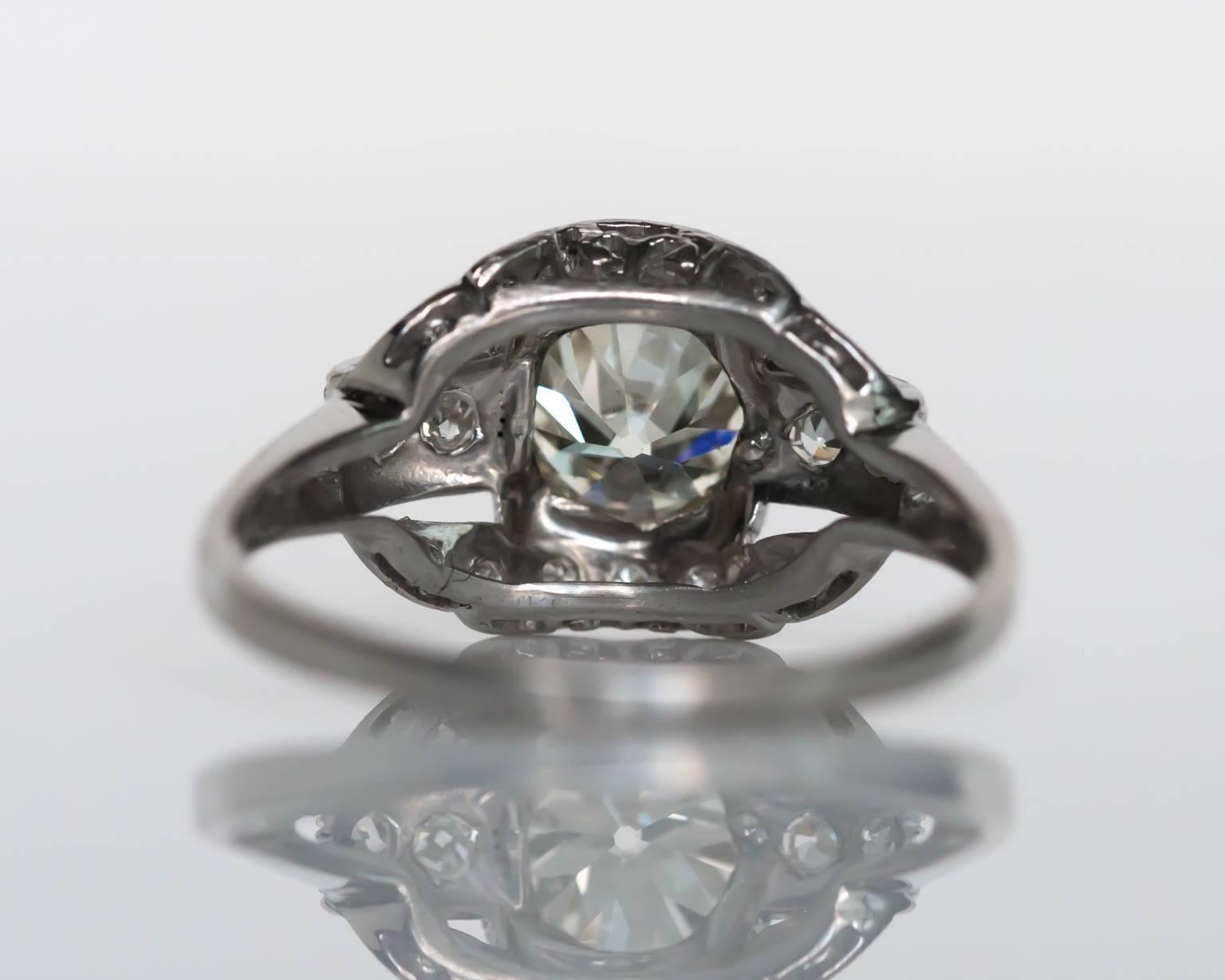 1920s Art Deco Platinum GIA Certified 1.04 Carat Diamond Engagement Ring In Excellent Condition For Sale In Atlanta, GA