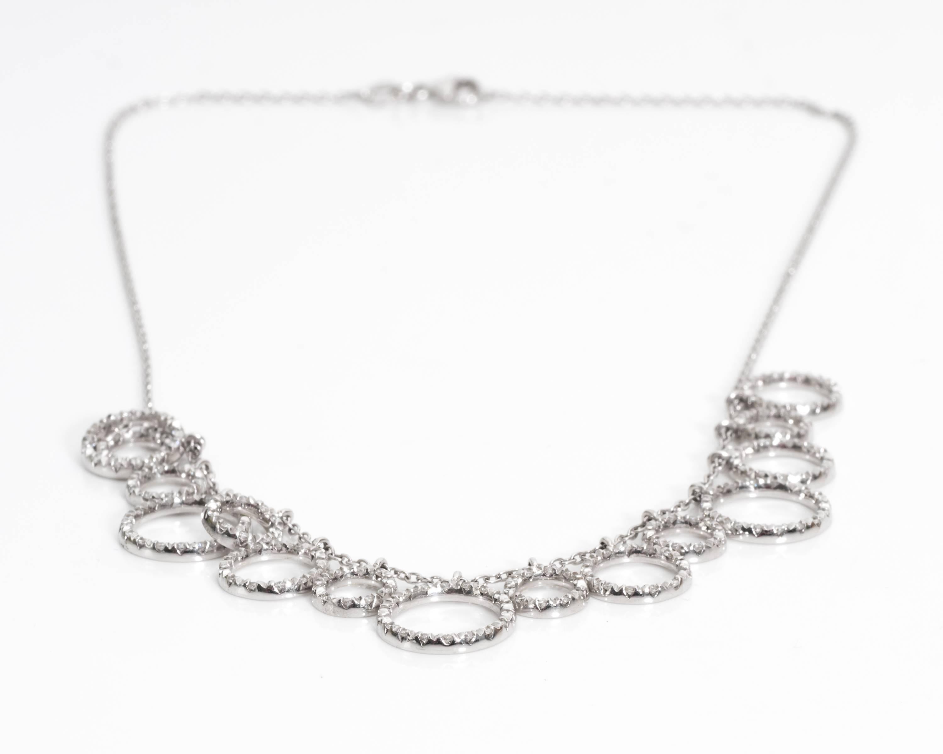 Women's Circle Charm Graduating Diamond Necklace For Sale