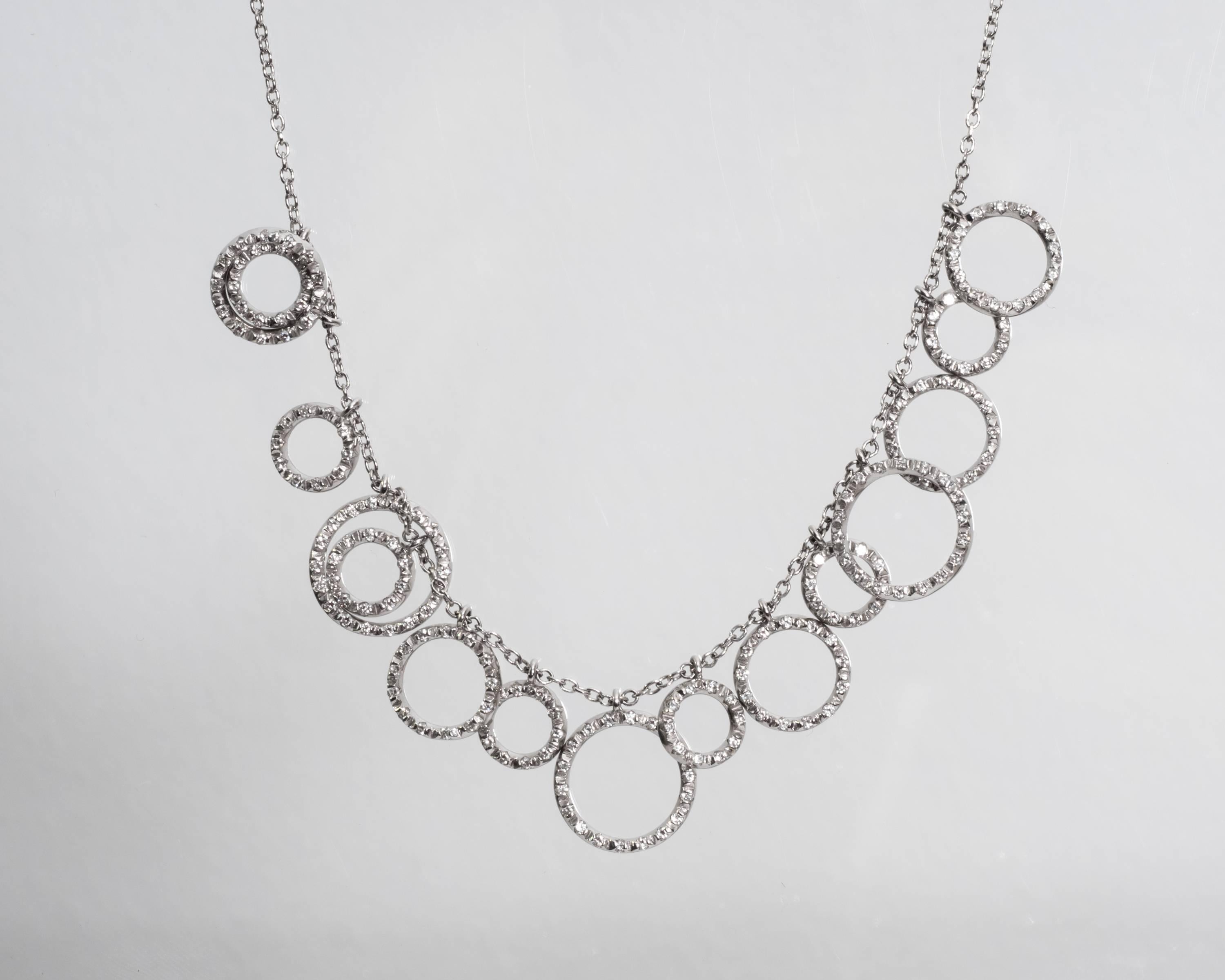 Circle Charm Graduating Diamond Necklace For Sale 1