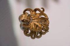 Andrew Clunn Ornate Pearl Ruby  Diamond Octopus Pin