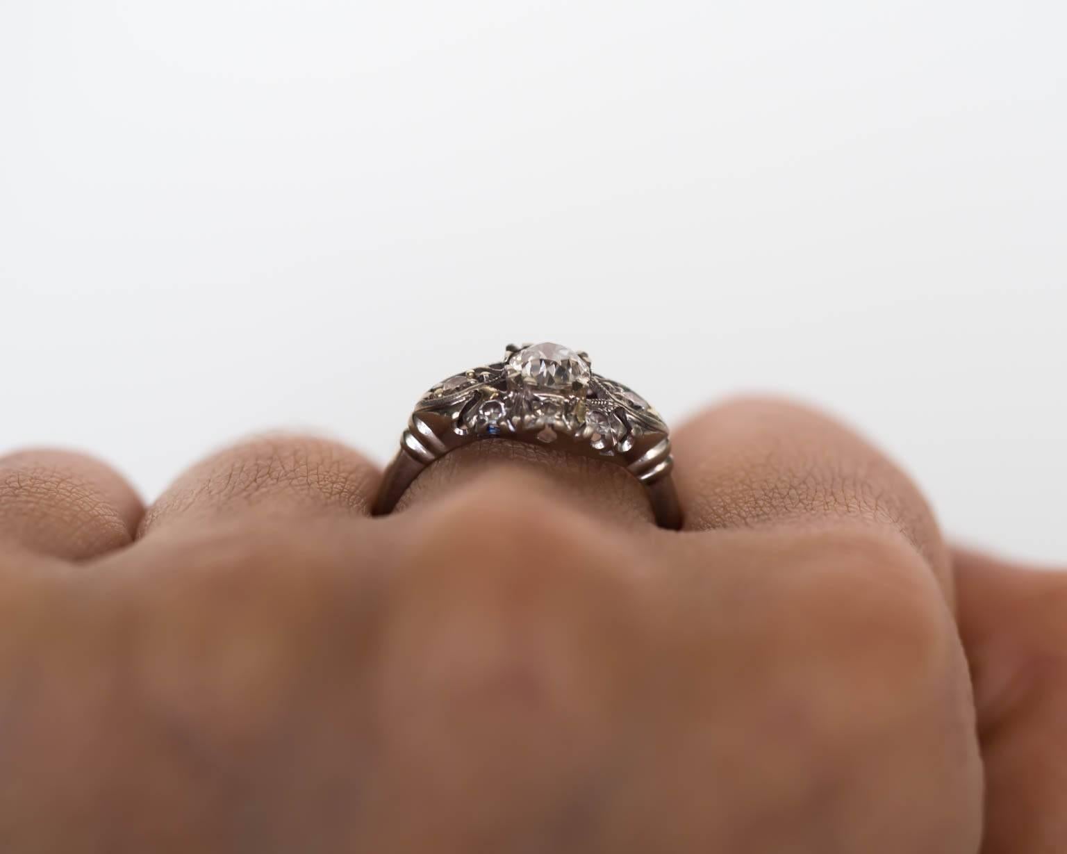 1920s Art Deco Platinum GIA Certified .53 Carat Diamond Engagement Ring For Sale 2