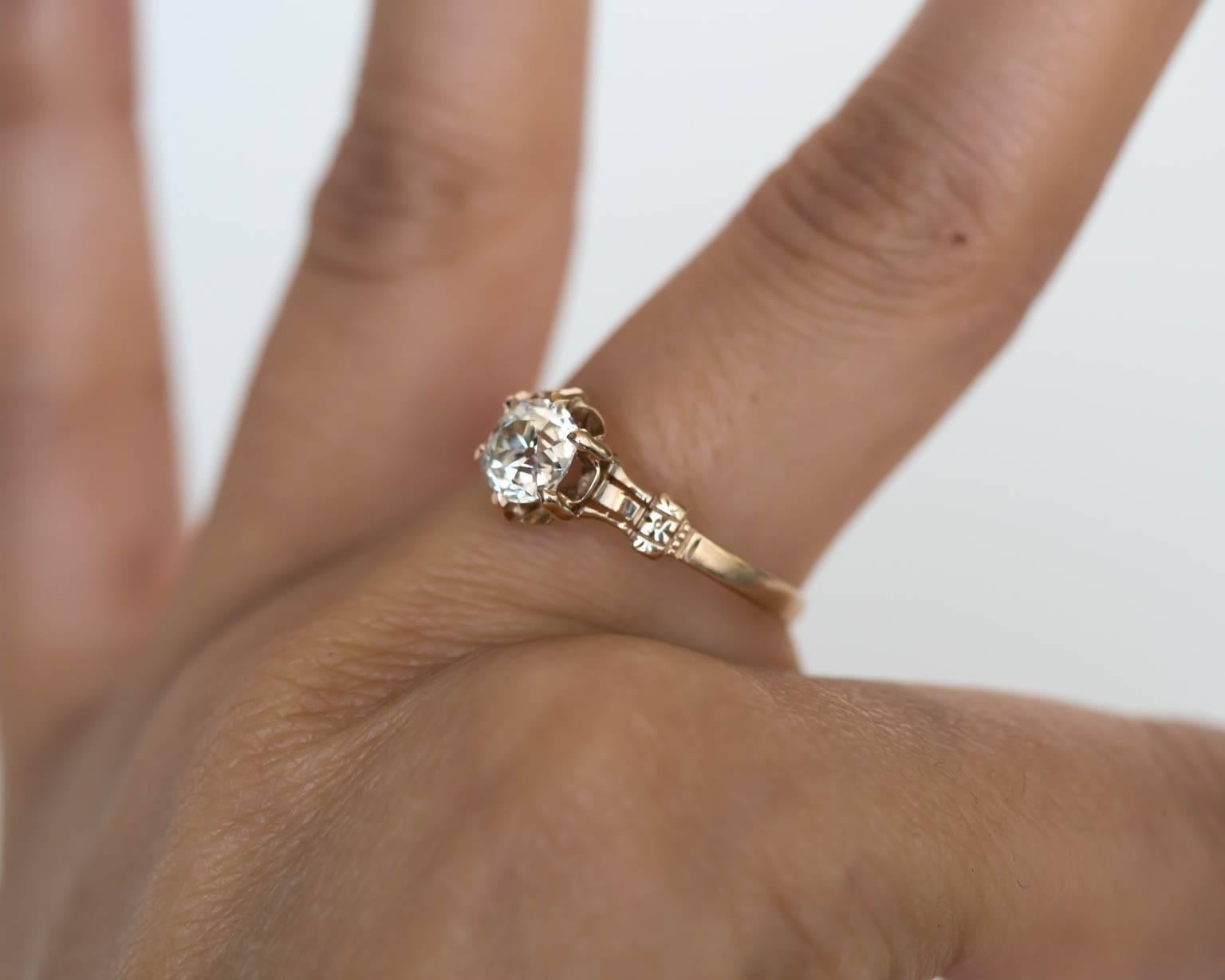 1880s Victorian Gold .87 Carat Antique Cushion Cut Diamond Engagement Ring 2