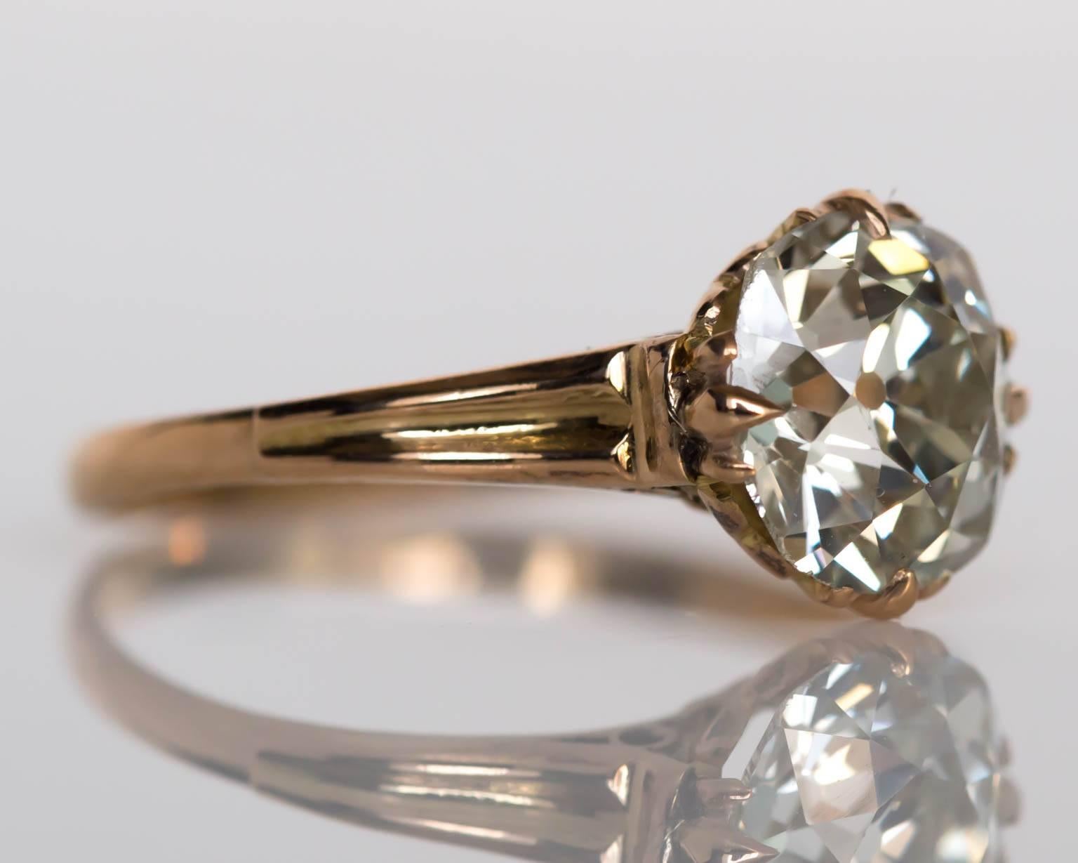 1890s Edwardian Yellow Gold GIA Certified 1.81 Carat Diamond Engagement Ring In Excellent Condition In Atlanta, GA