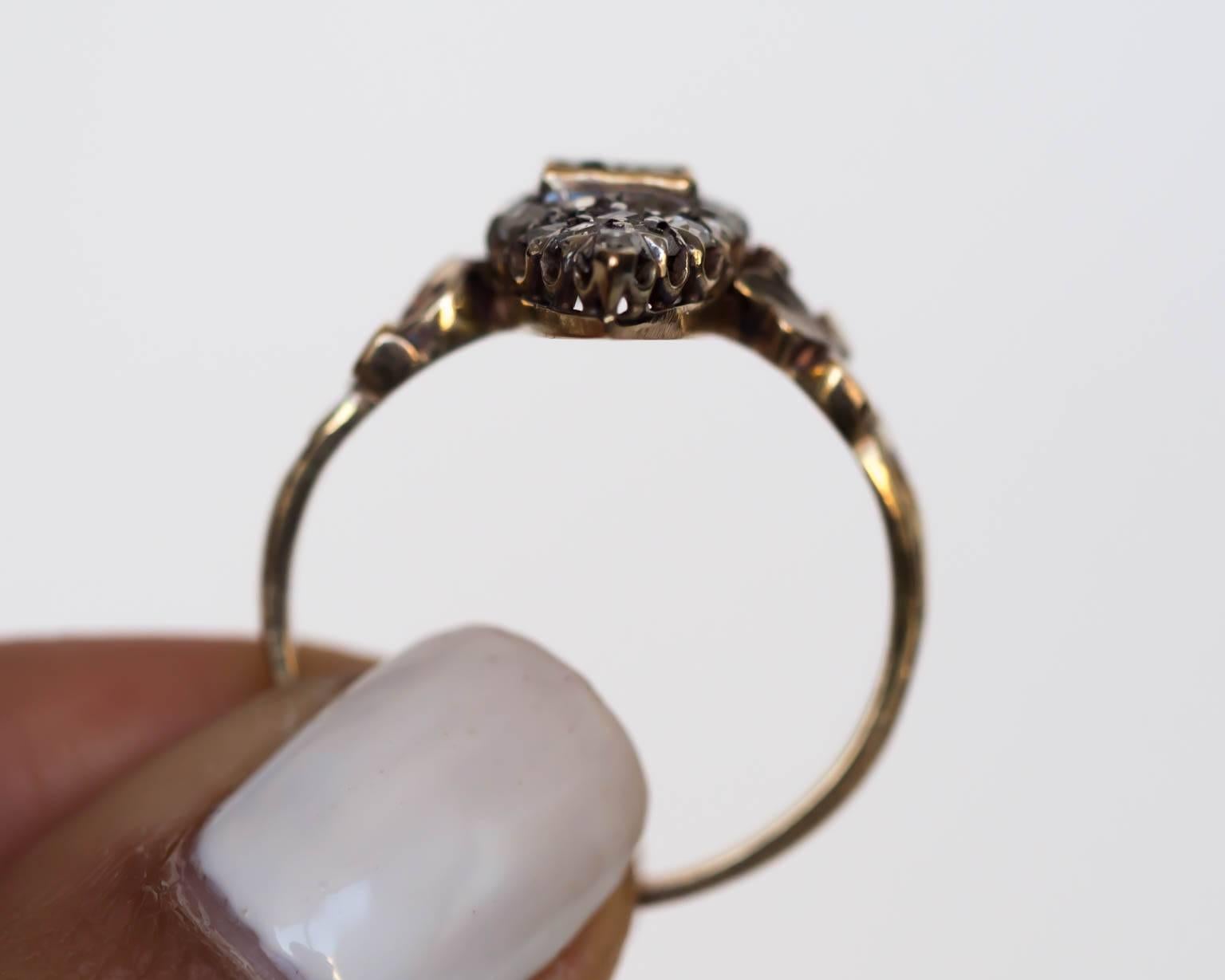1880s Victorian Yellow Gold Diamond and Emerald Engagement Ring 2