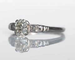 1920s Art Deco Platinum GIA Certified .71 Carat Diamond Engagement Ring
