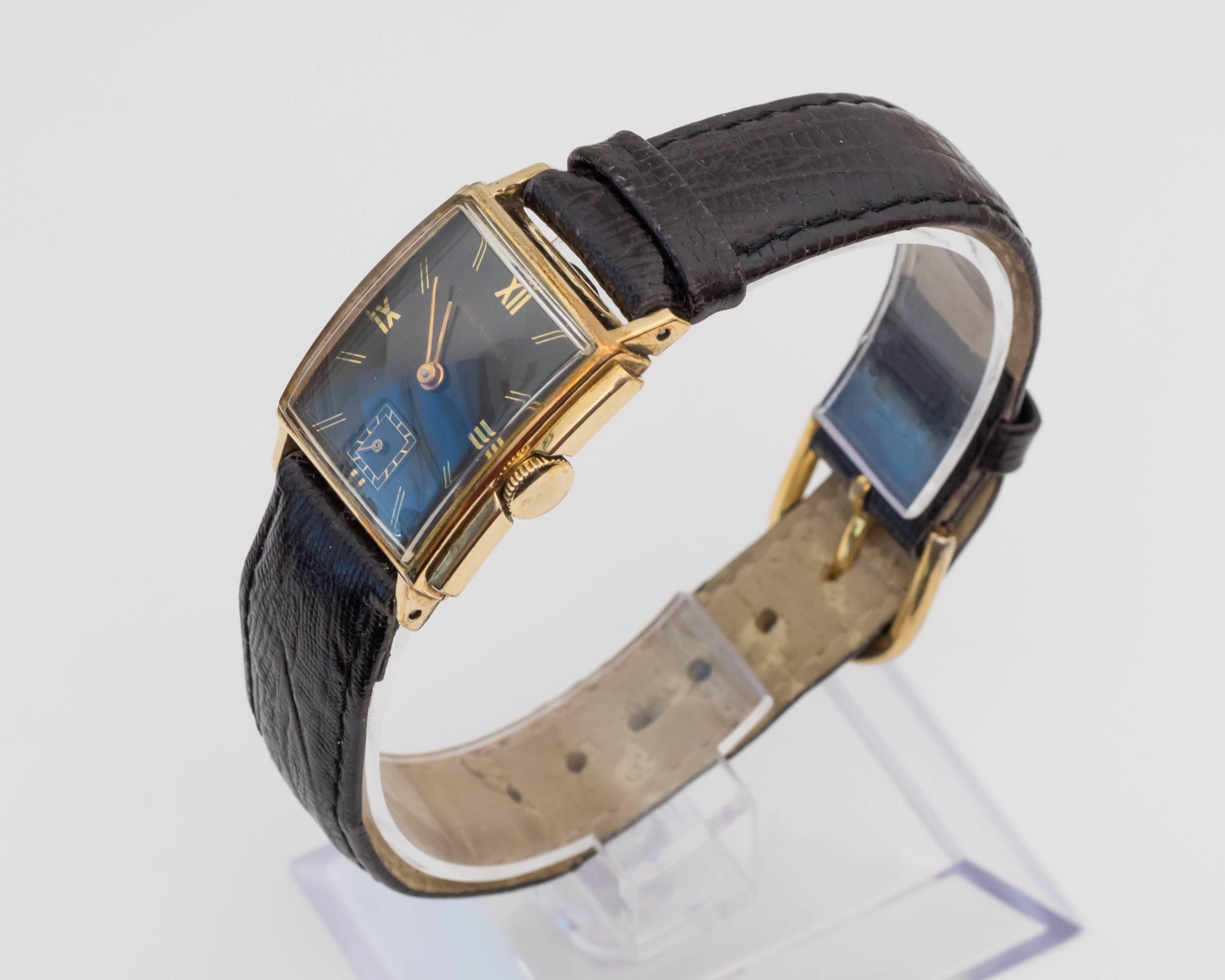 Women's or Men's Girard Perregaux Yellow Gold Navy Blue Dial Wristwatch