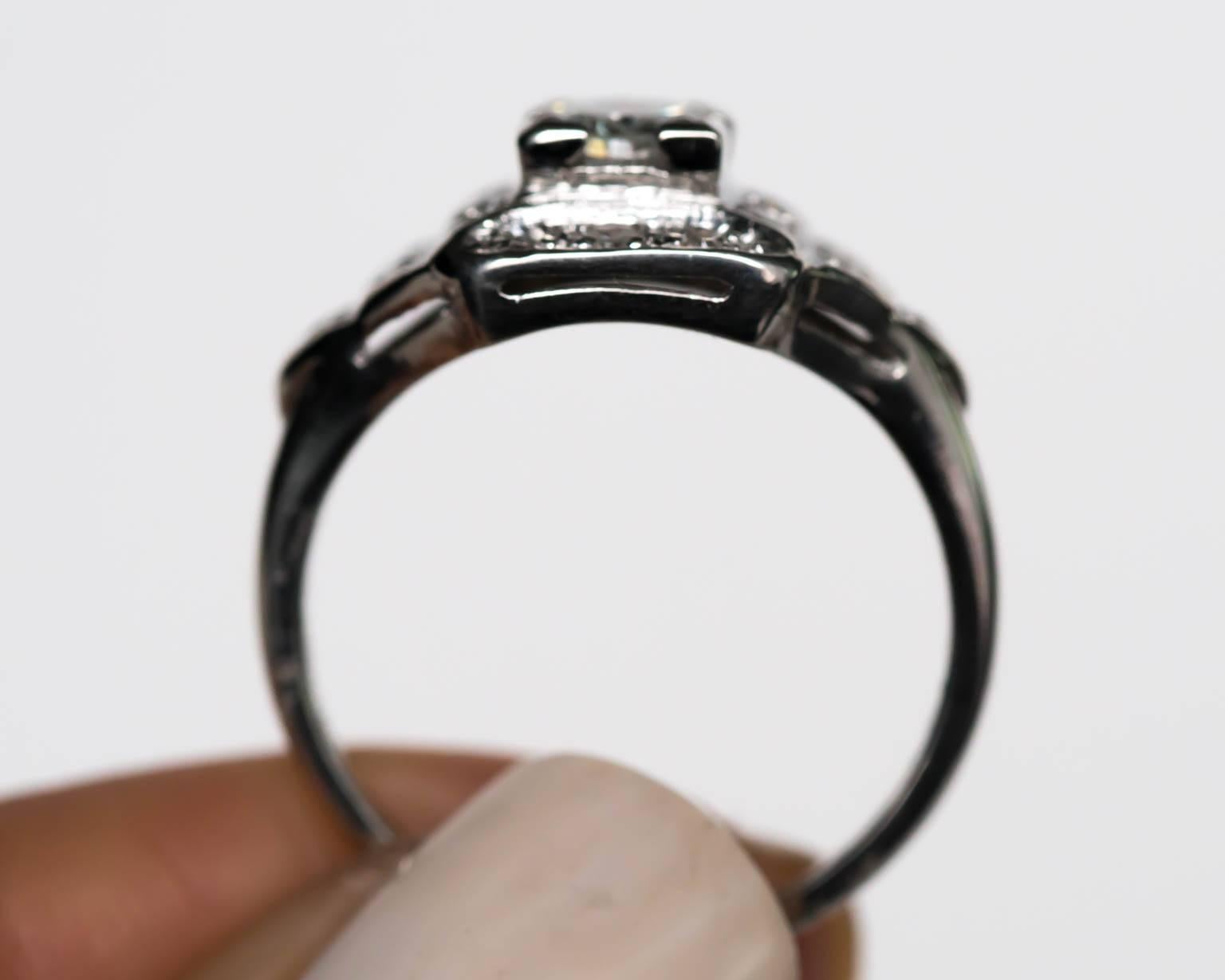Art Deco .42 Carat Diamond Platinum Engagement Ring
