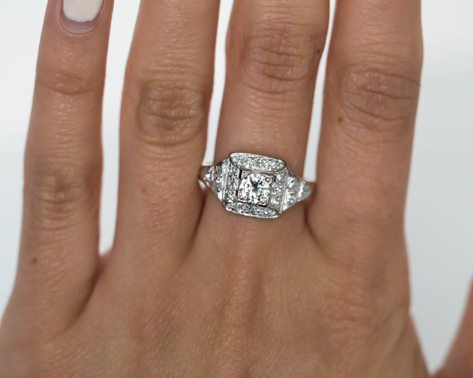 Round Cut .42 Carat Diamond Platinum Engagement Ring
