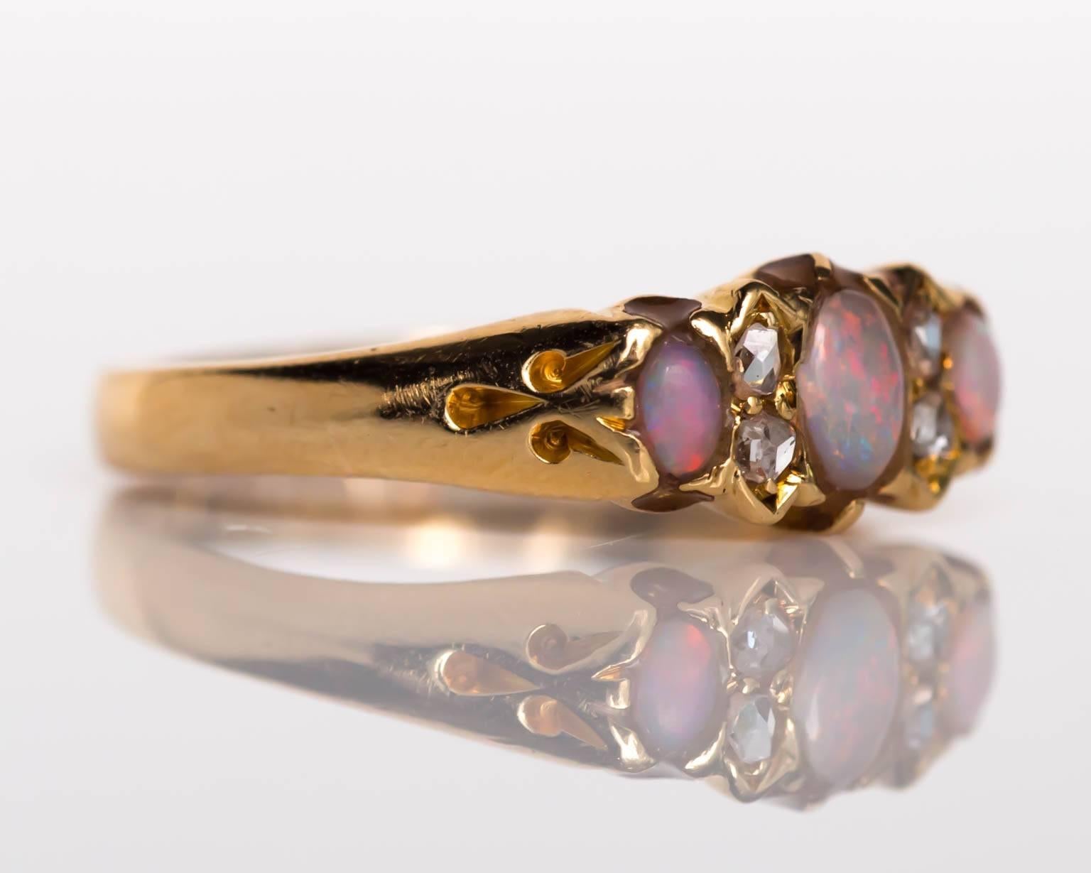 opal and diamond wedding band