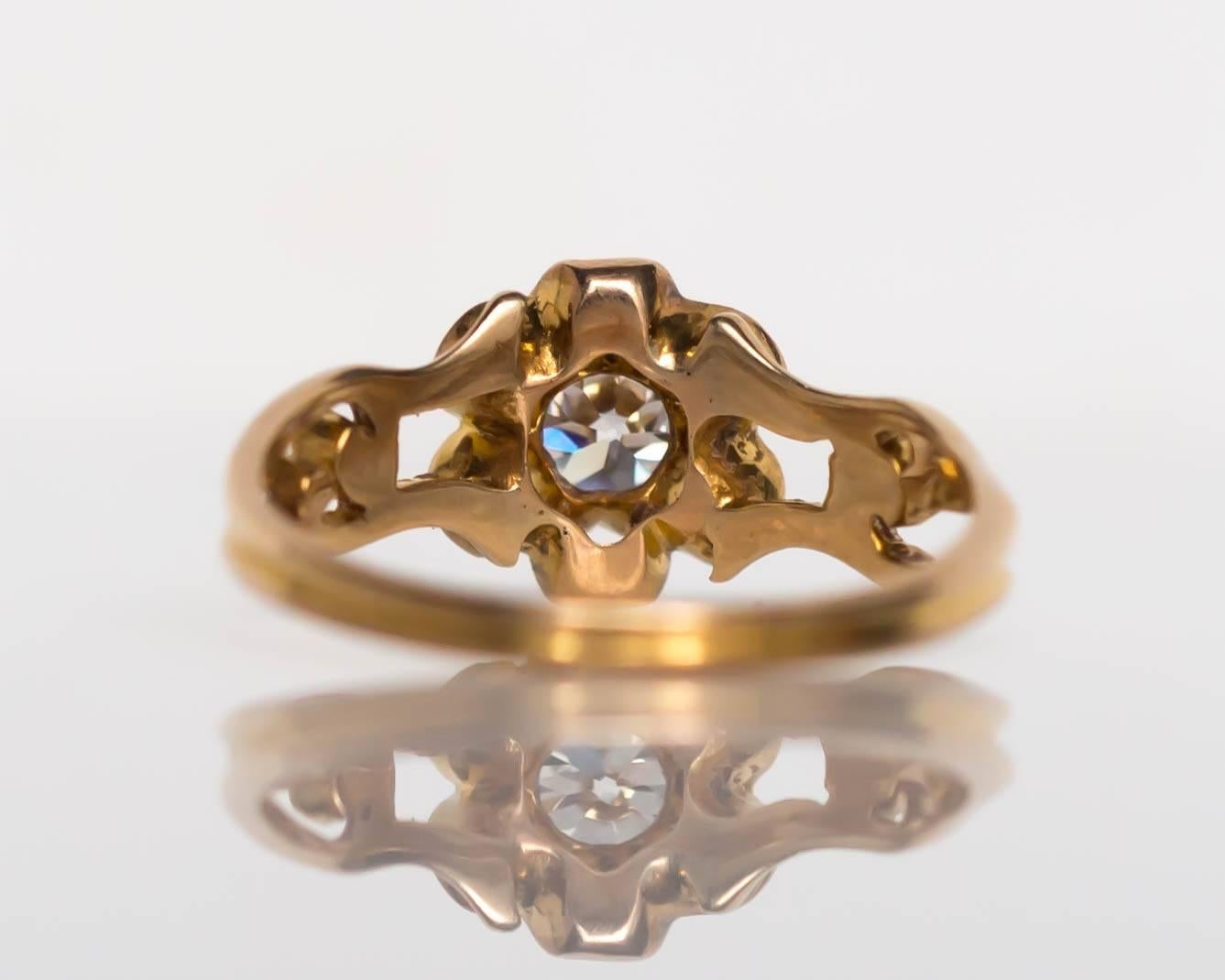 Women's 1880s Victorian Yellow Gold GIA Certified .41 Carat Diamond Engagement Ring