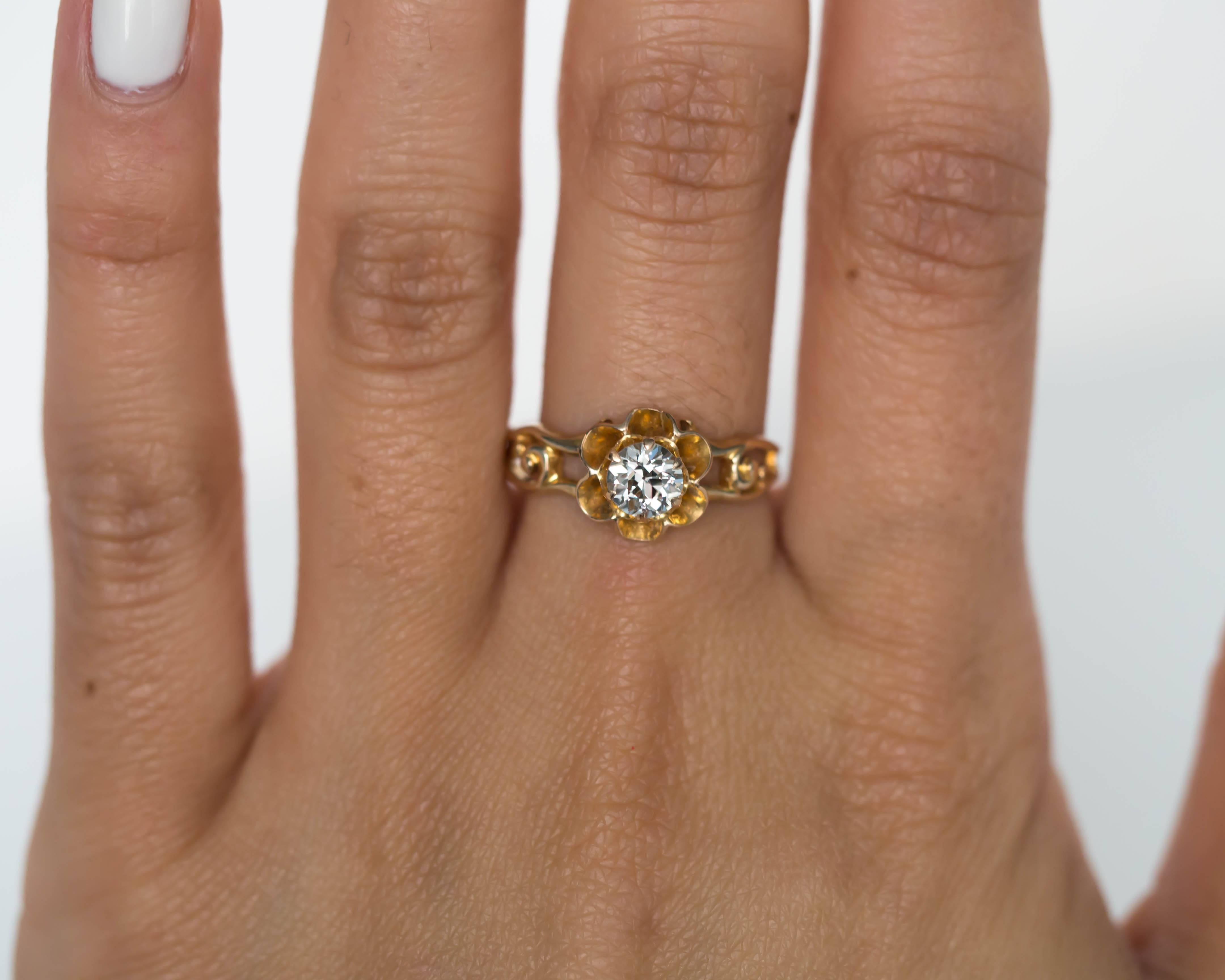 1880s Victorian Yellow Gold GIA Certified .41 Carat Diamond Engagement Ring 3