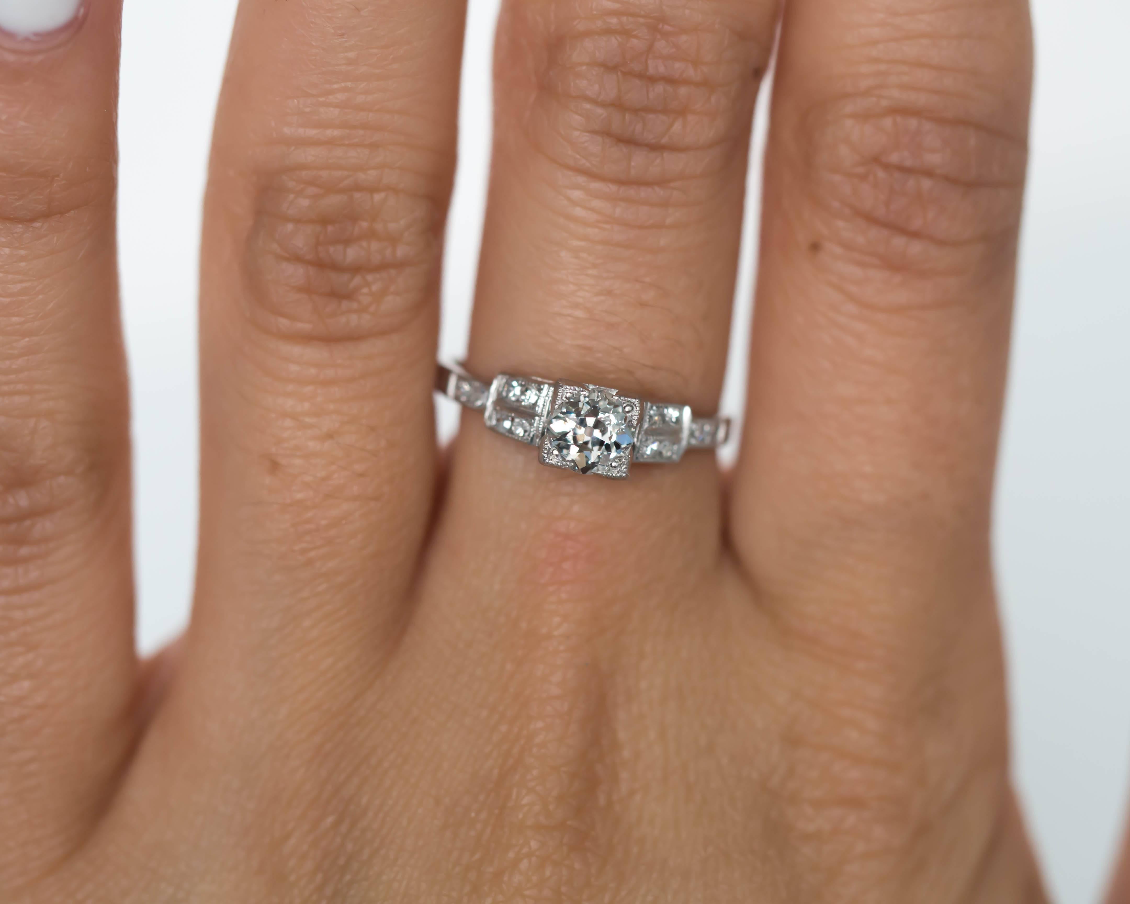 Women's 1930s Art Deco .50 Carat Old European Cut Diamond Platinum Engagement Ring