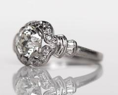 1910 Edwardian Platinum GIA Certified 1.02 Carat Diamond Engagement Ring