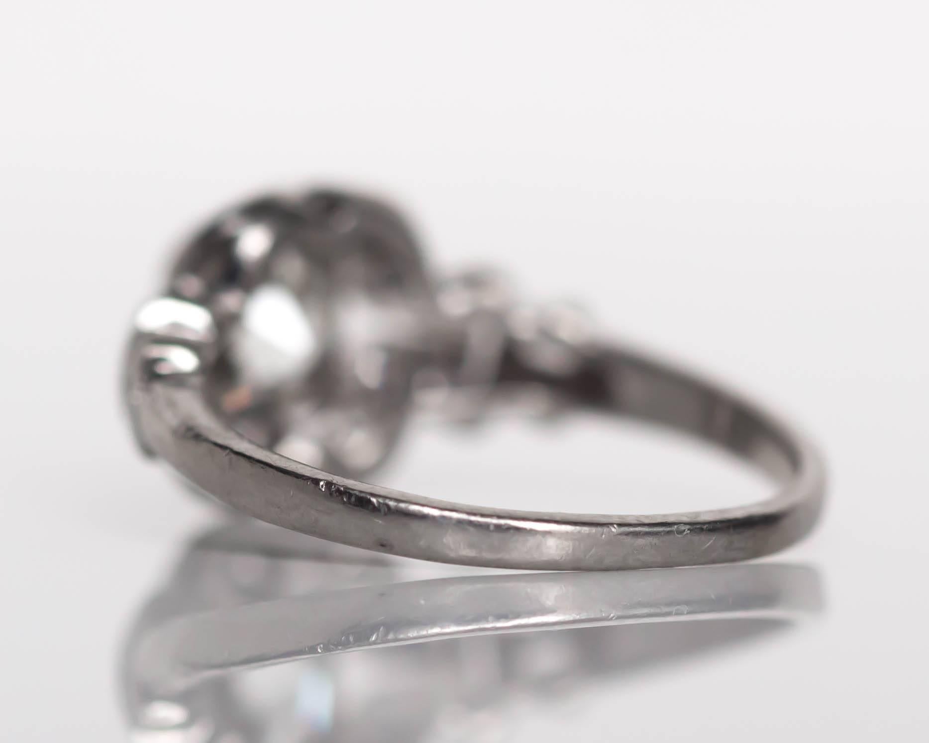 Women's or Men's 1910 Edwardian Platinum GIA Certified 1.02 Carat Diamond Engagement Ring For Sale