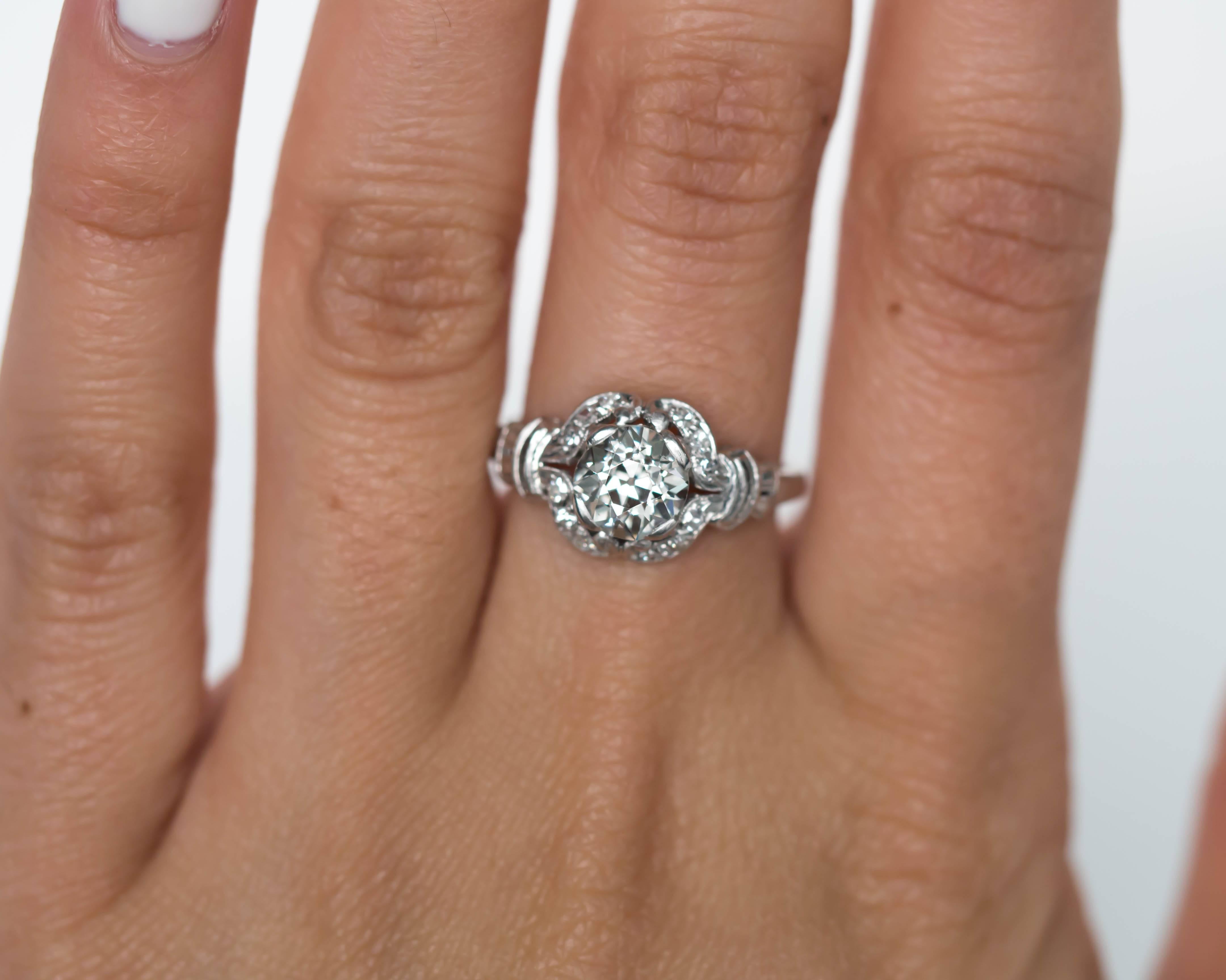 1910 Edwardian Platinum GIA Certified 1.02 Carat Diamond Engagement Ring For Sale 2