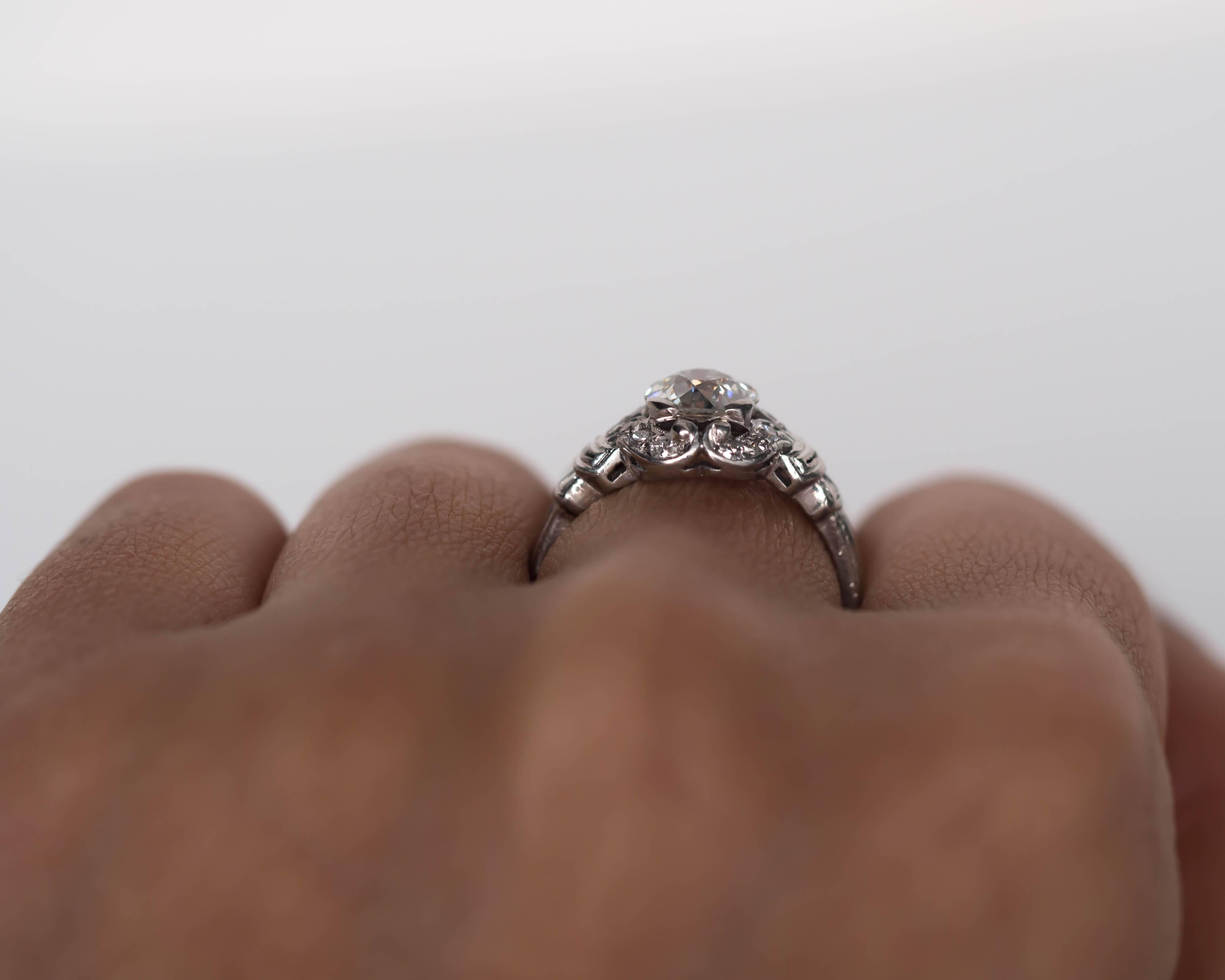 1910 Edwardian Platinum GIA Certified 1.02 Carat Diamond Engagement Ring For Sale 4