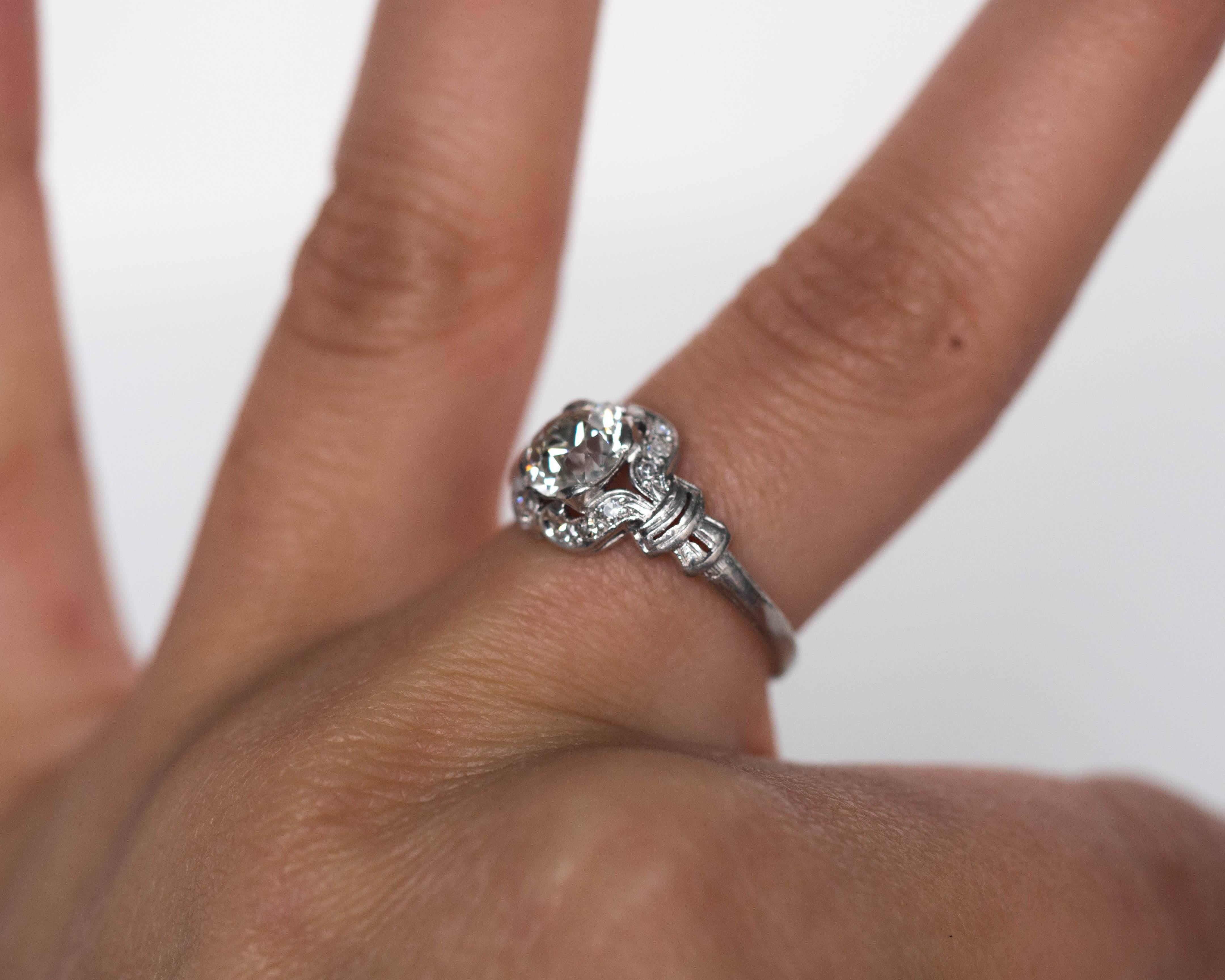 1910 Edwardian Platinum GIA Certified 1.02 Carat Diamond Engagement Ring For Sale 3