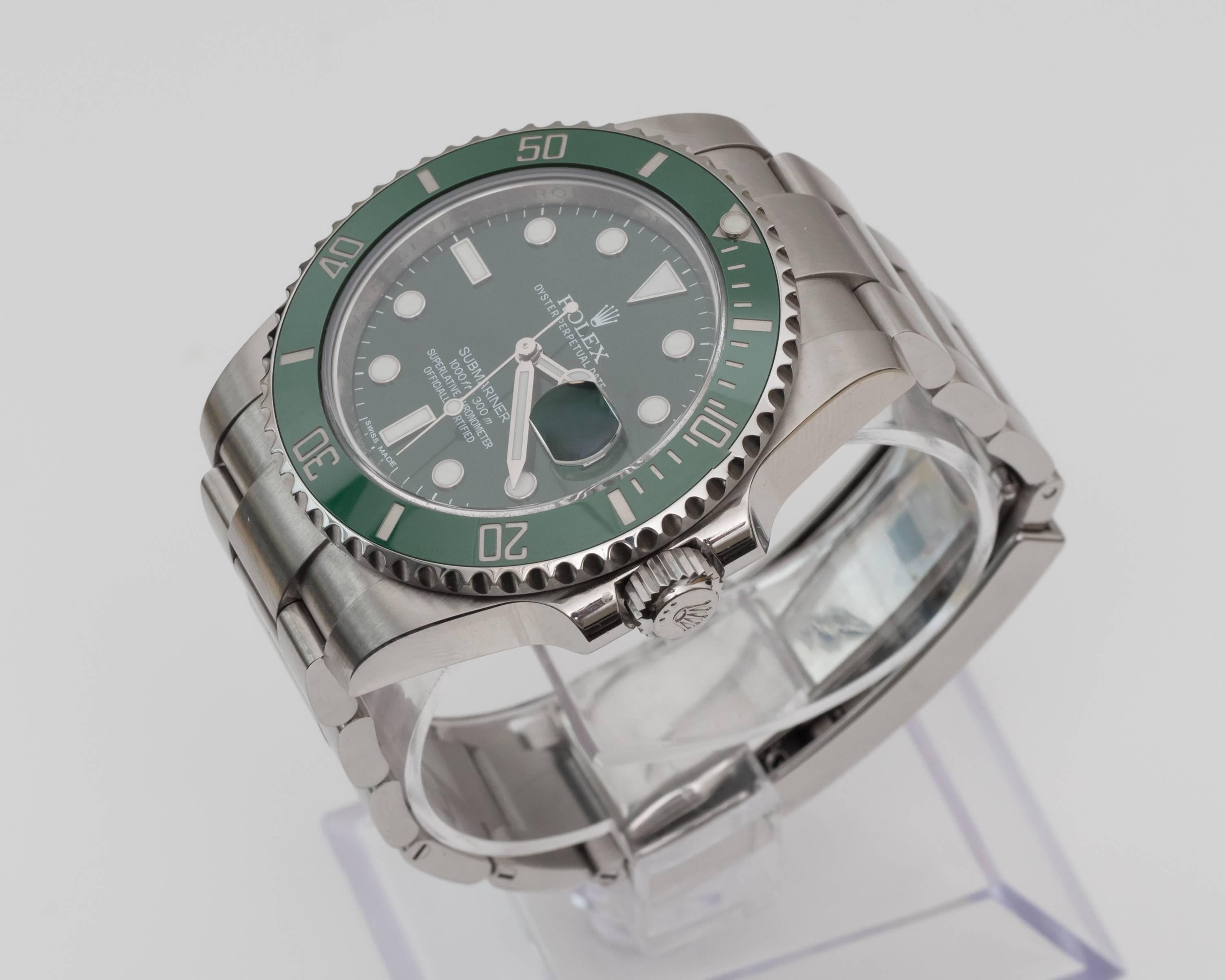 Rolex Green Submariner Oyster Perpetual Wristwatch 1