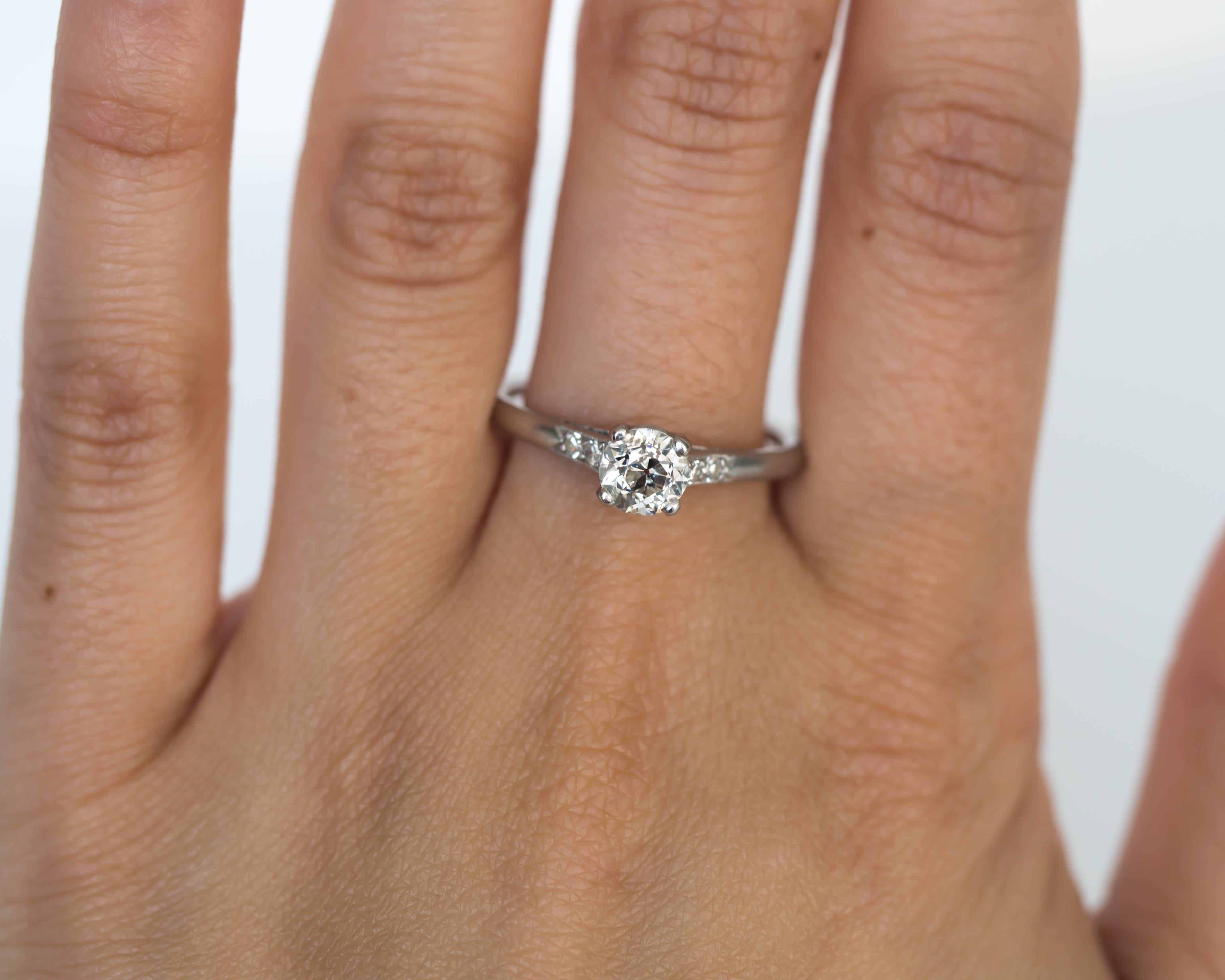 Women's 1905 Edwardian Platinum GIA Certified .66 Carat Diamond Engagement Ring