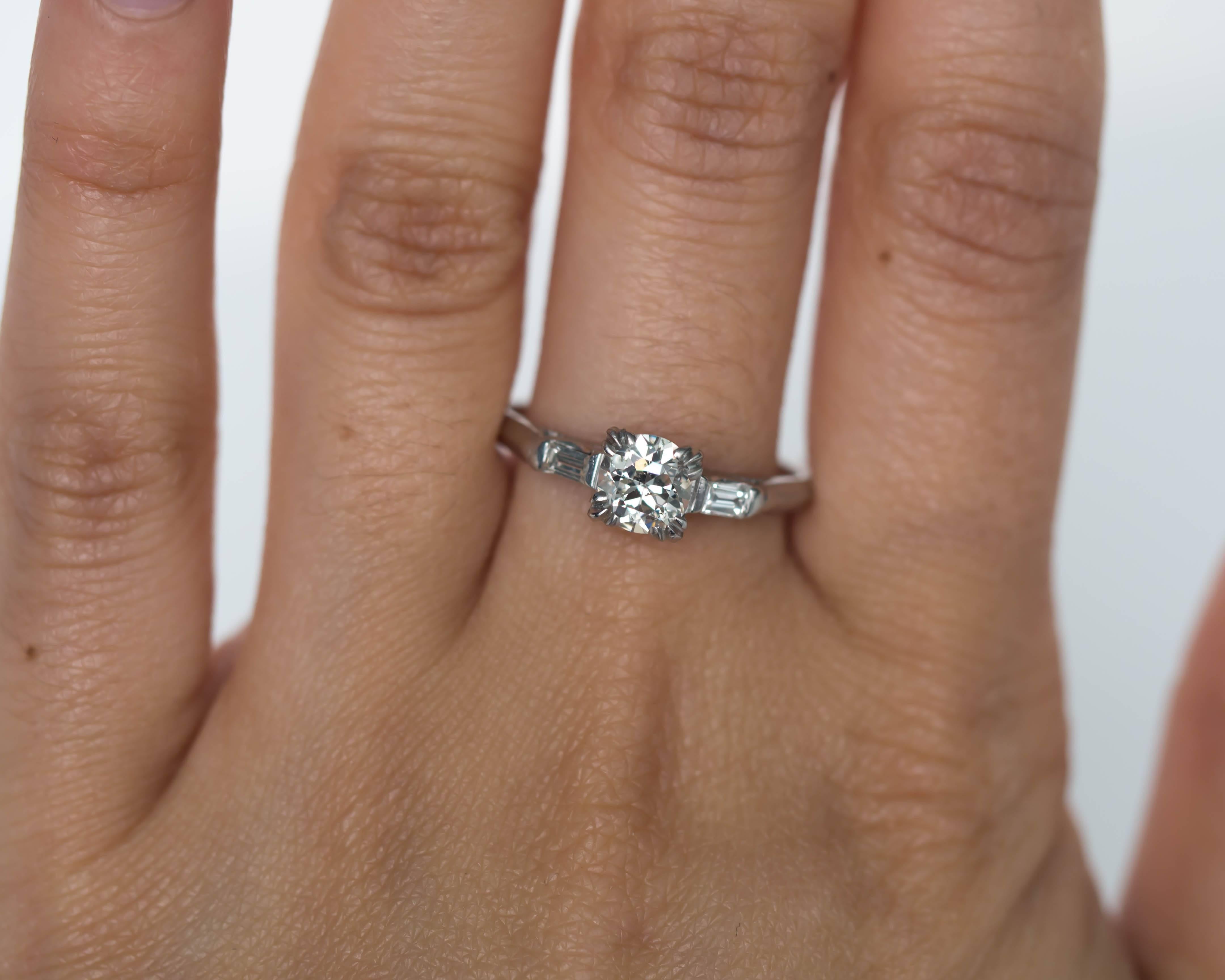 1944 Late Art Deco GIA Certified .66 Carat Diamond Platinum Engagement Ring 3