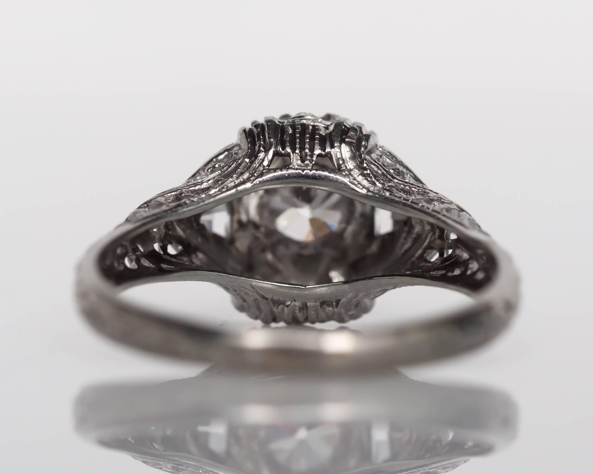 1930s Art Deco GIA Certified .35 Carat Diamond White Gold Engagement Ring In Excellent Condition For Sale In Atlanta, GA