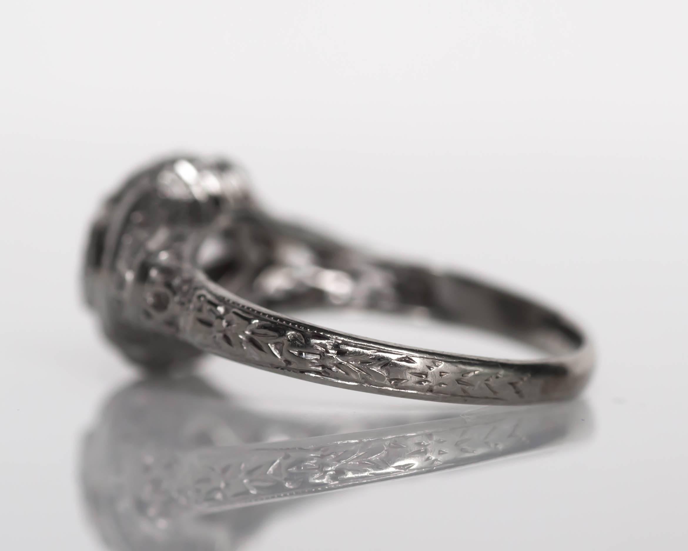 Men's 1930s Art Deco GIA Certified .35 Carat Diamond White Gold Engagement Ring For Sale
