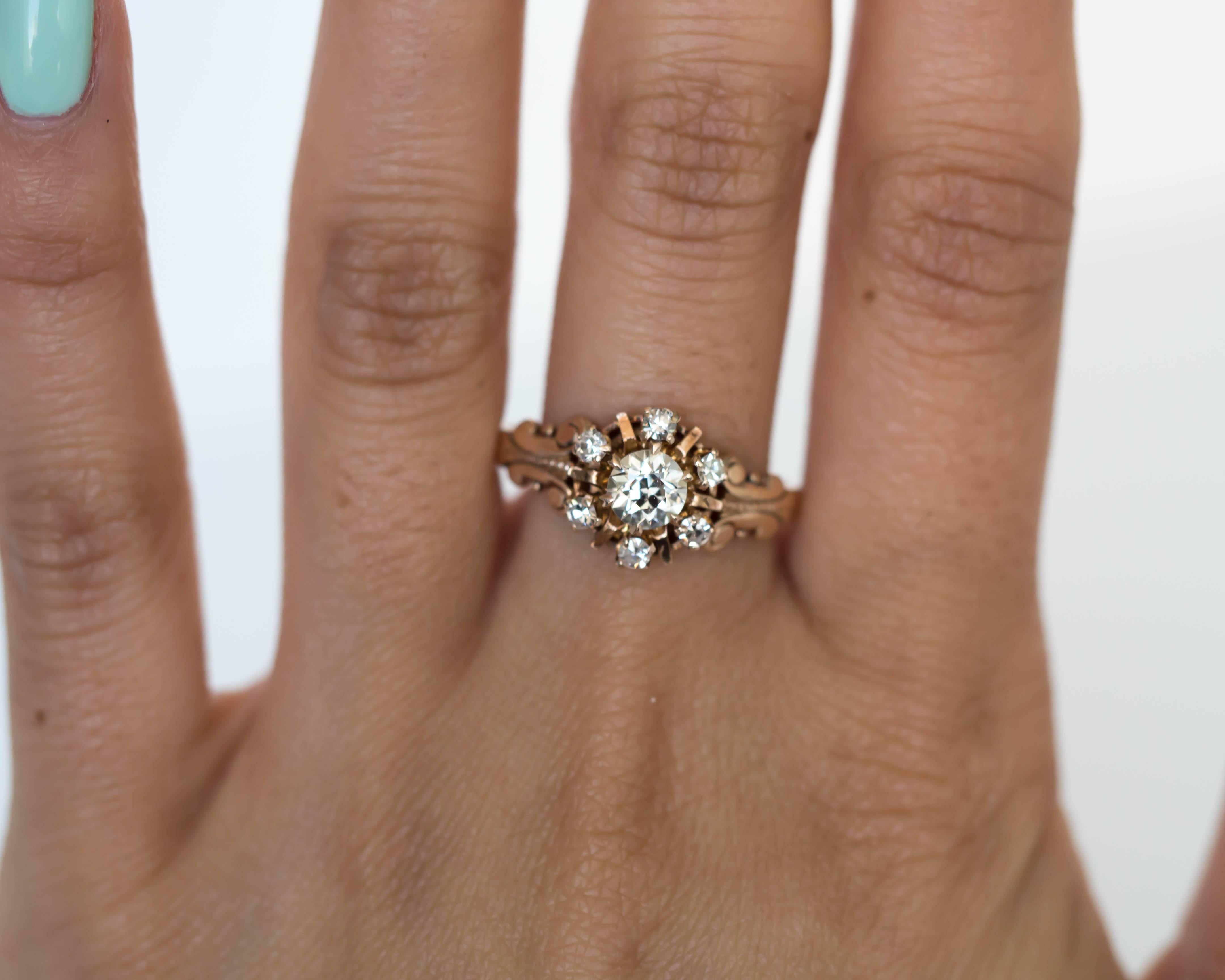 Women's or Men's 1880s Victorian GIA Certified .44 Carat Diamond Yellow Gold Engagement Ring