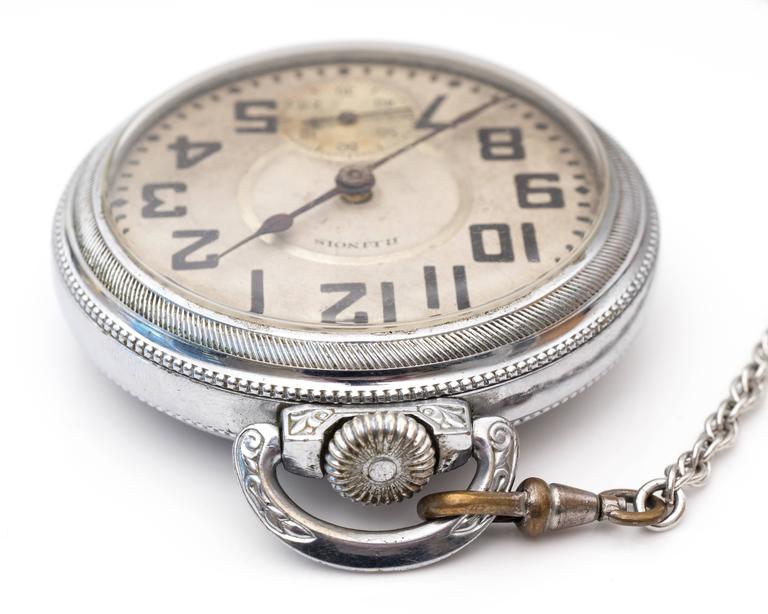 1900s Edwardian Illinois Railroad Pocket Watch For Sale (Free Shipping