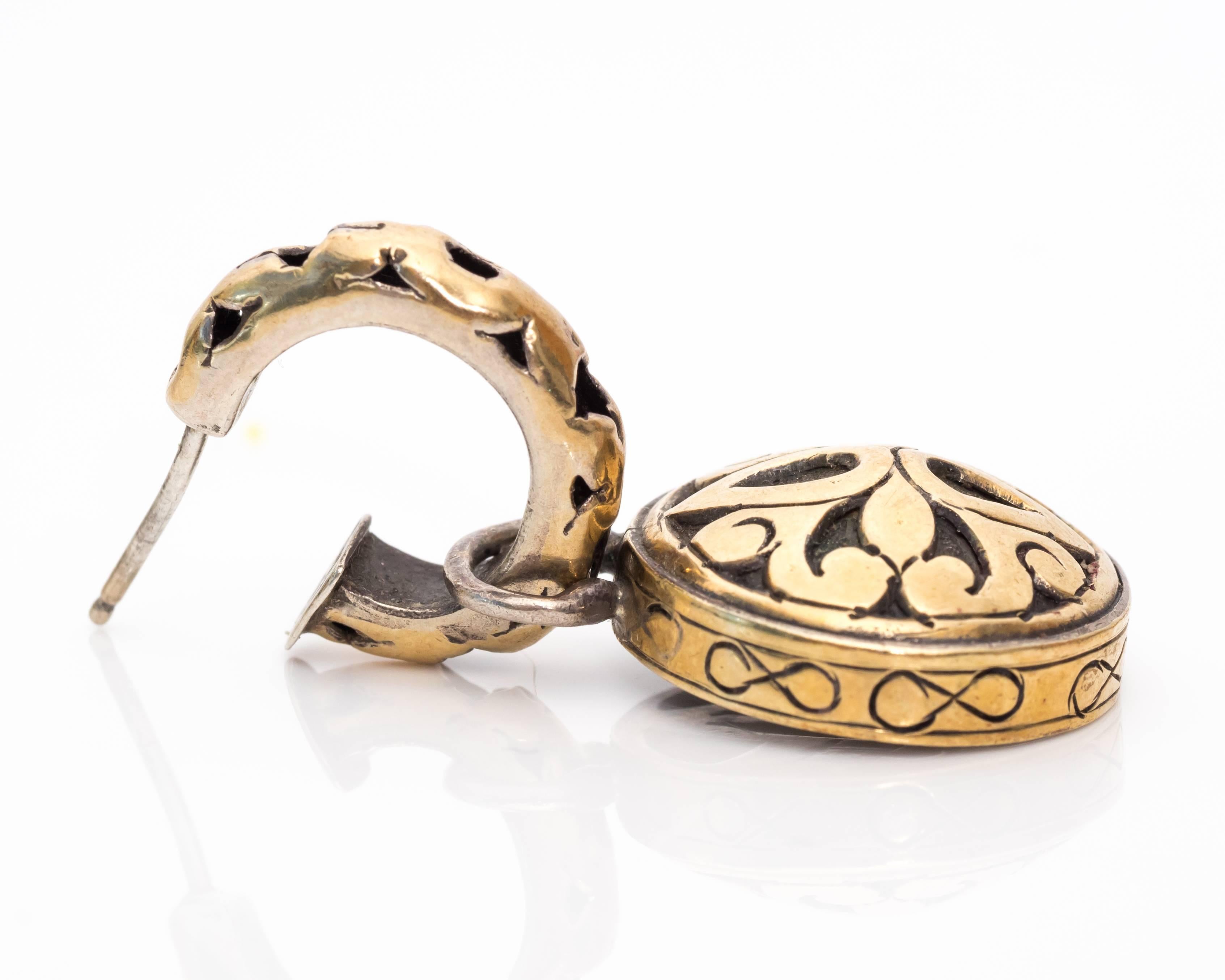 John Hardy Sterling Silver Gold Earrings For Sale 1