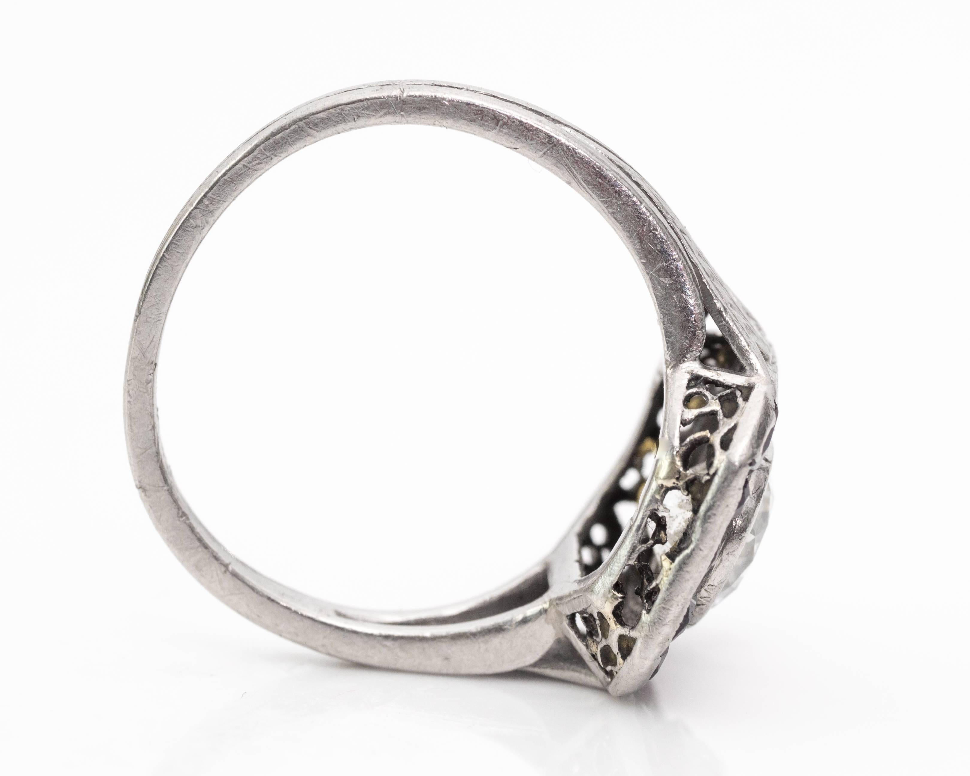 Men's 1920s Art Deco .95 Carat Old European Diamond Engagement Ring For Sale