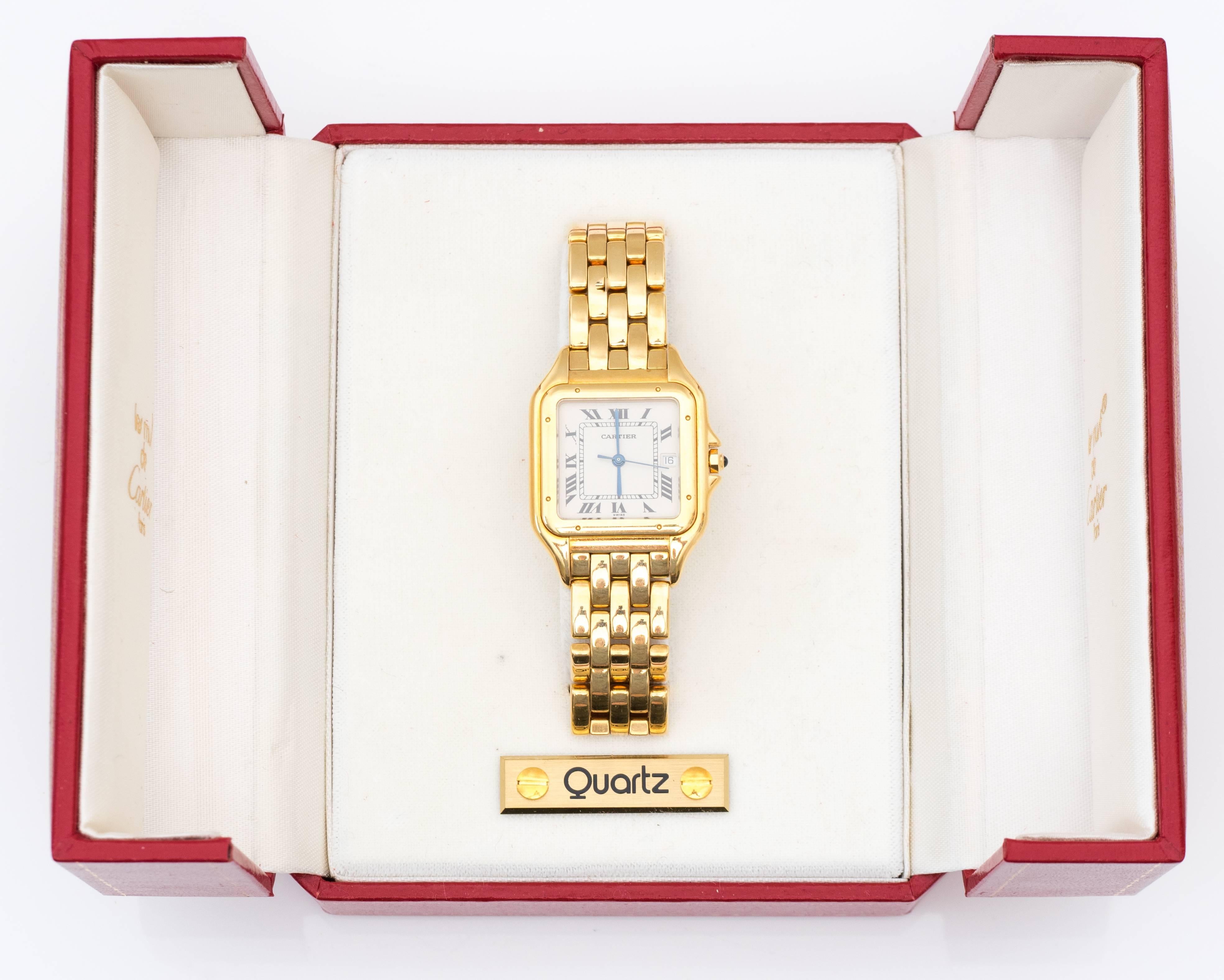 Women's or Men's Cartier Yellow Gold Panther Medium Quartz Wristwatch