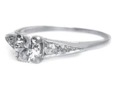 Bague de fiançailles en platine Art déco des années 1930 avec diamant taille européenne ancienne de 0,60 carat