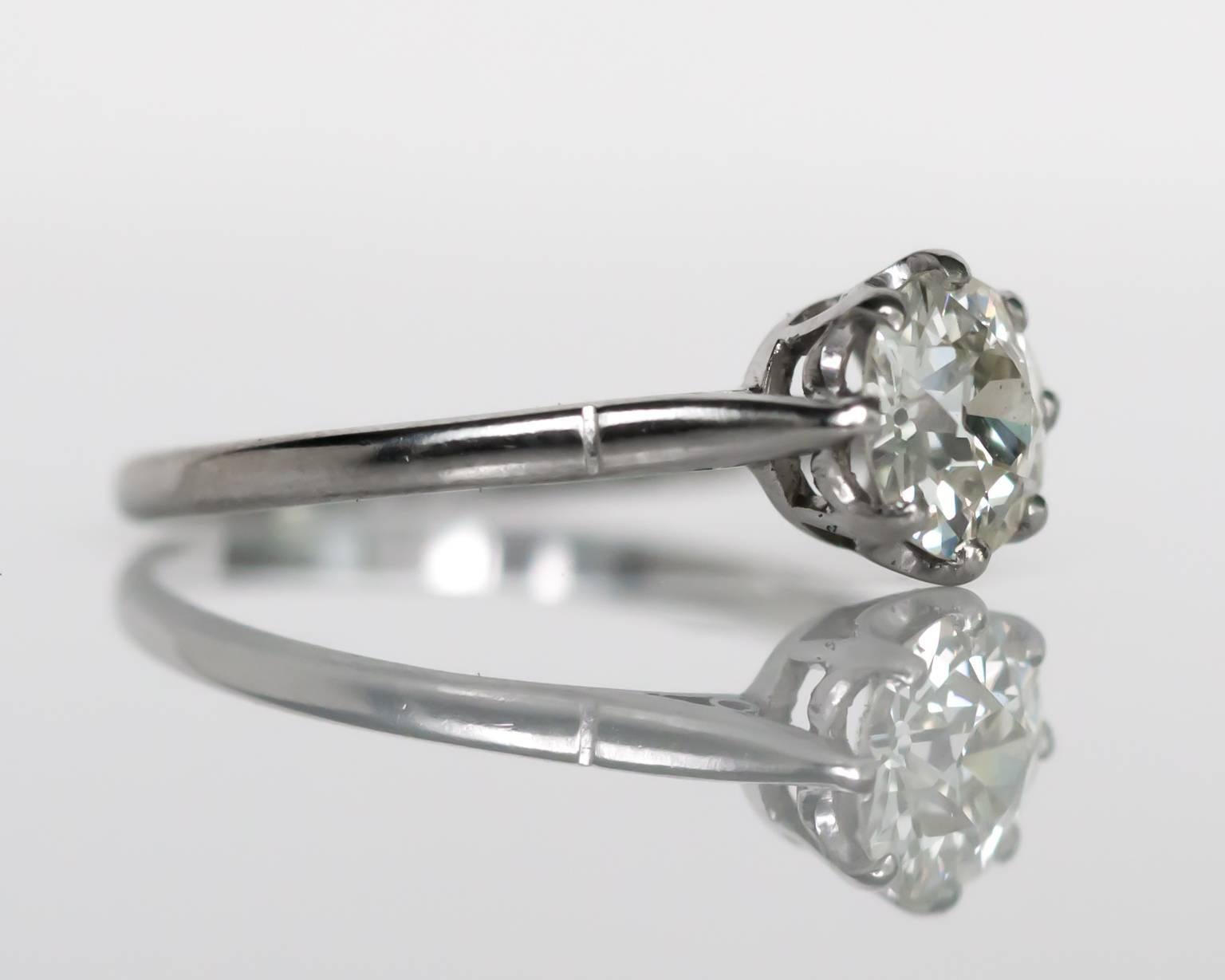 1920er Jahre Art Deco GIA zertifiziert 1,08 Karat Diamant Platin Verlobungsring (Art déco) im Angebot