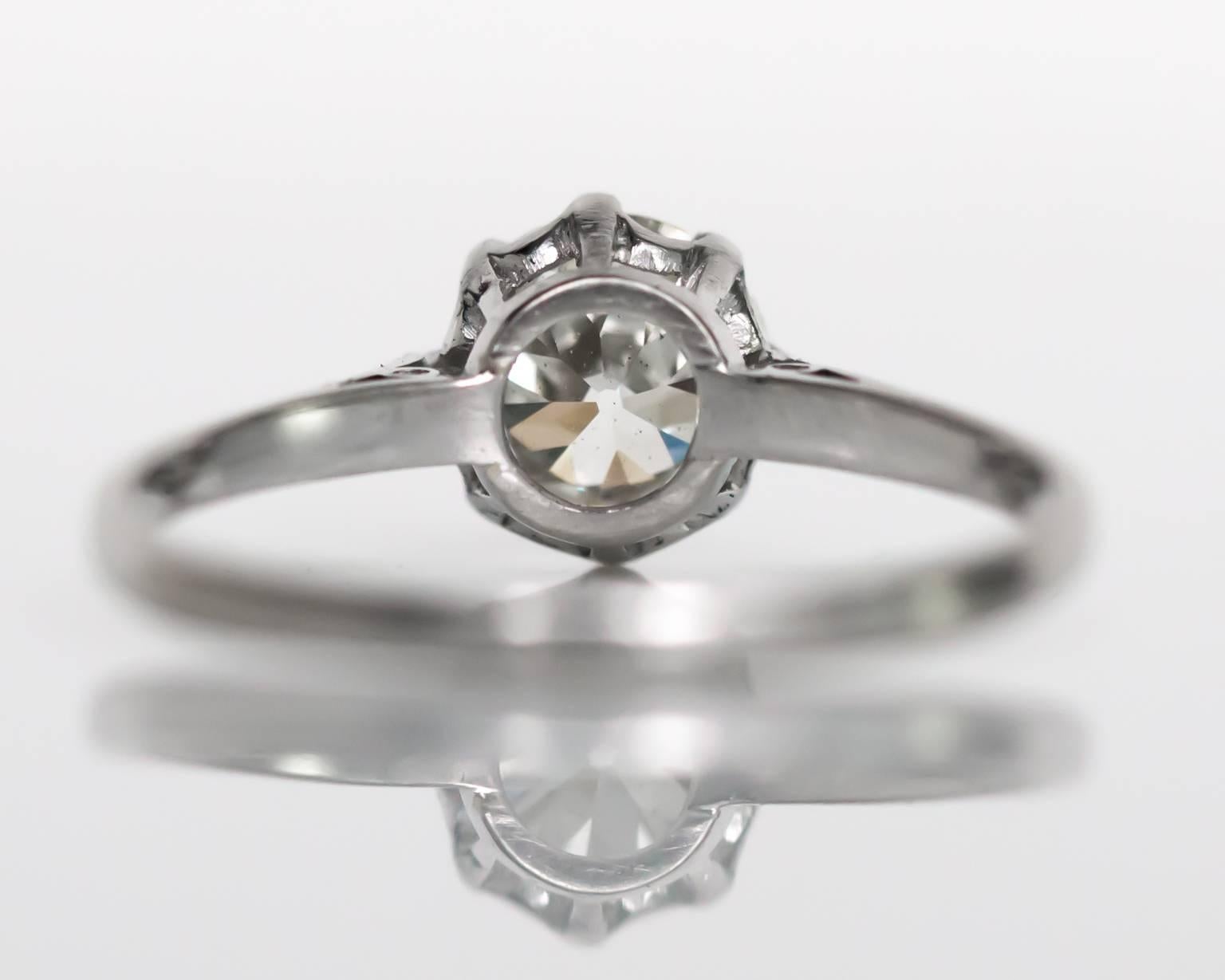 1920er Jahre Art Deco GIA zertifiziert 1,08 Karat Diamant Platin Verlobungsring im Zustand „Hervorragend“ im Angebot in Atlanta, GA