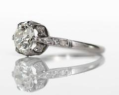 1920s Art Deco GIA Certified 1.15 Carat Diamond Platinum Engagement Ring