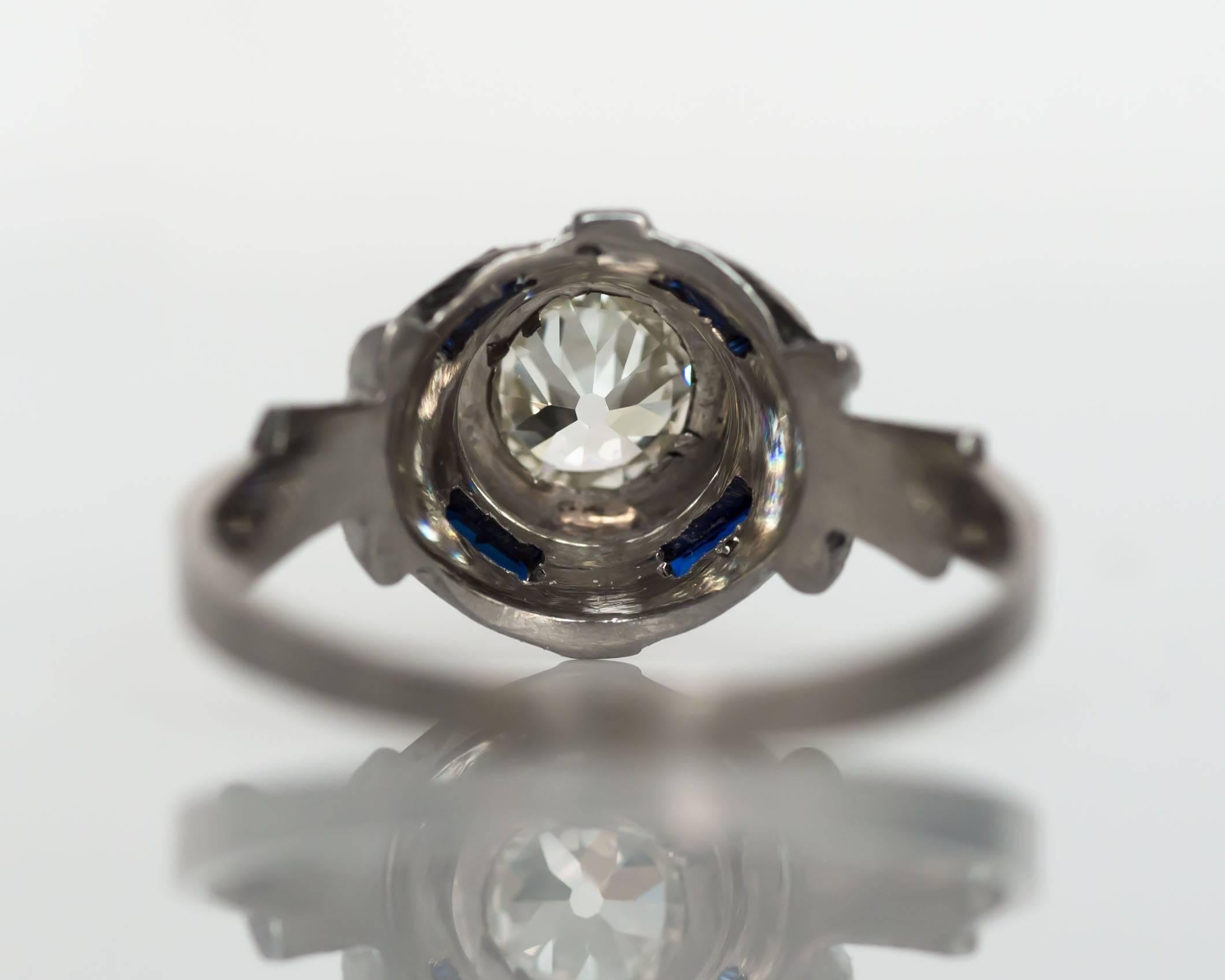 Verlobungsring aus Weißgold mit GIA-zertifiziertem 0,60 Karat Diamant, 1930er Jahre, Art déco im Zustand „Hervorragend“ im Angebot in Atlanta, GA