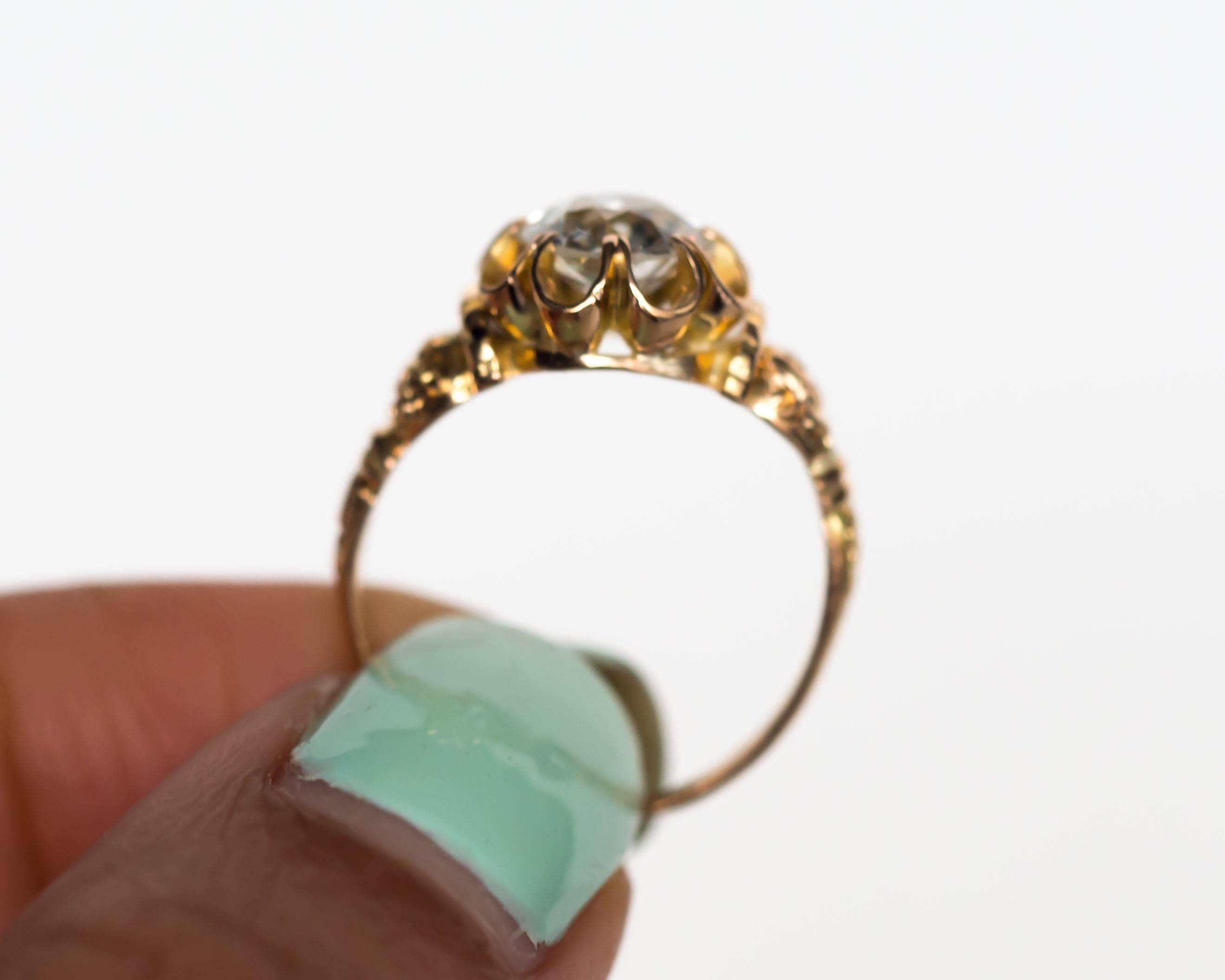 1880s Victorian GIA Certified 1.02 Carat Diamond Yellow Gold Engagement Ring 2