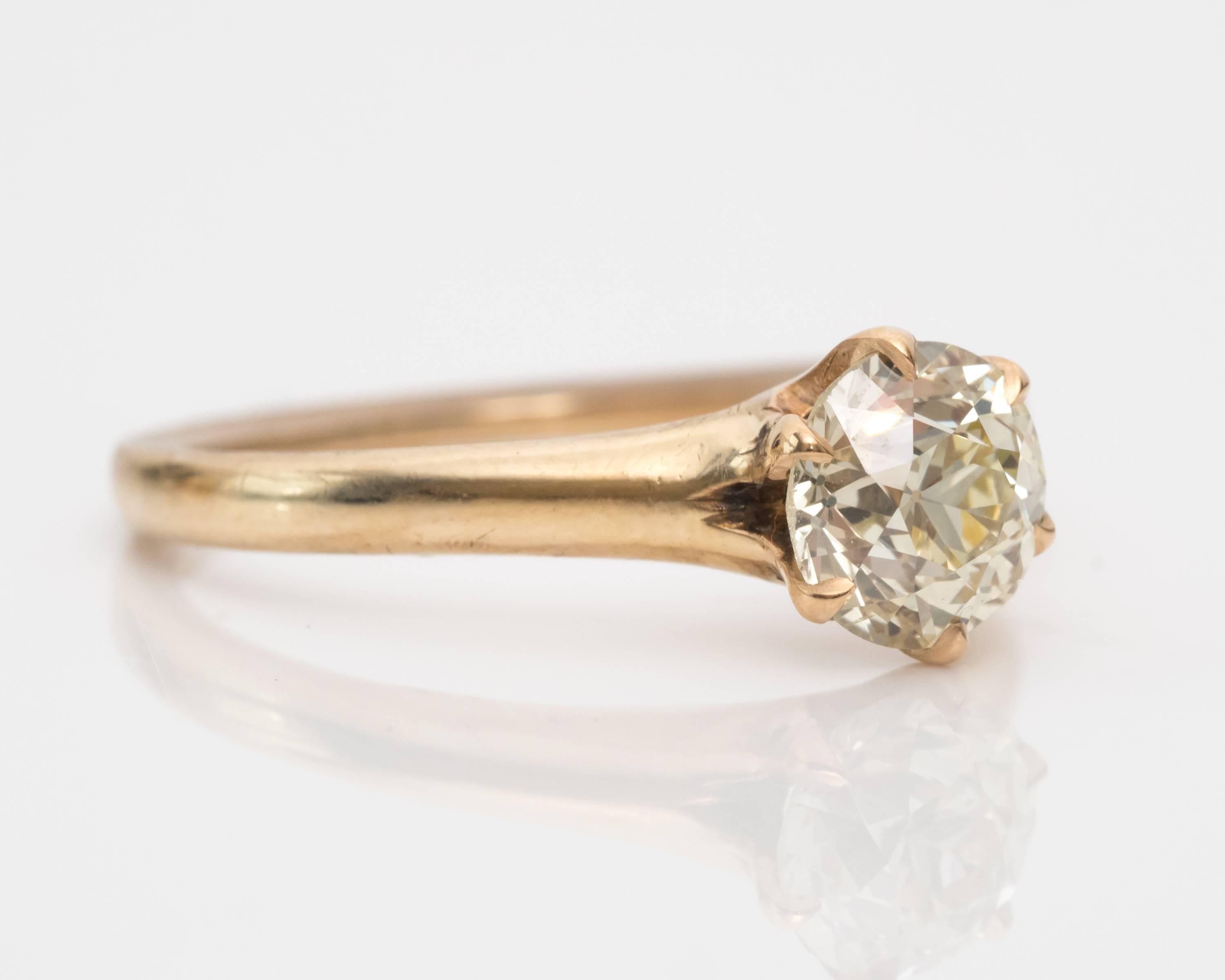 Edwardian 1905 GIA Certified 1.09 Carat Old Mine Diamond 10 Karat Gold Engagement Ring