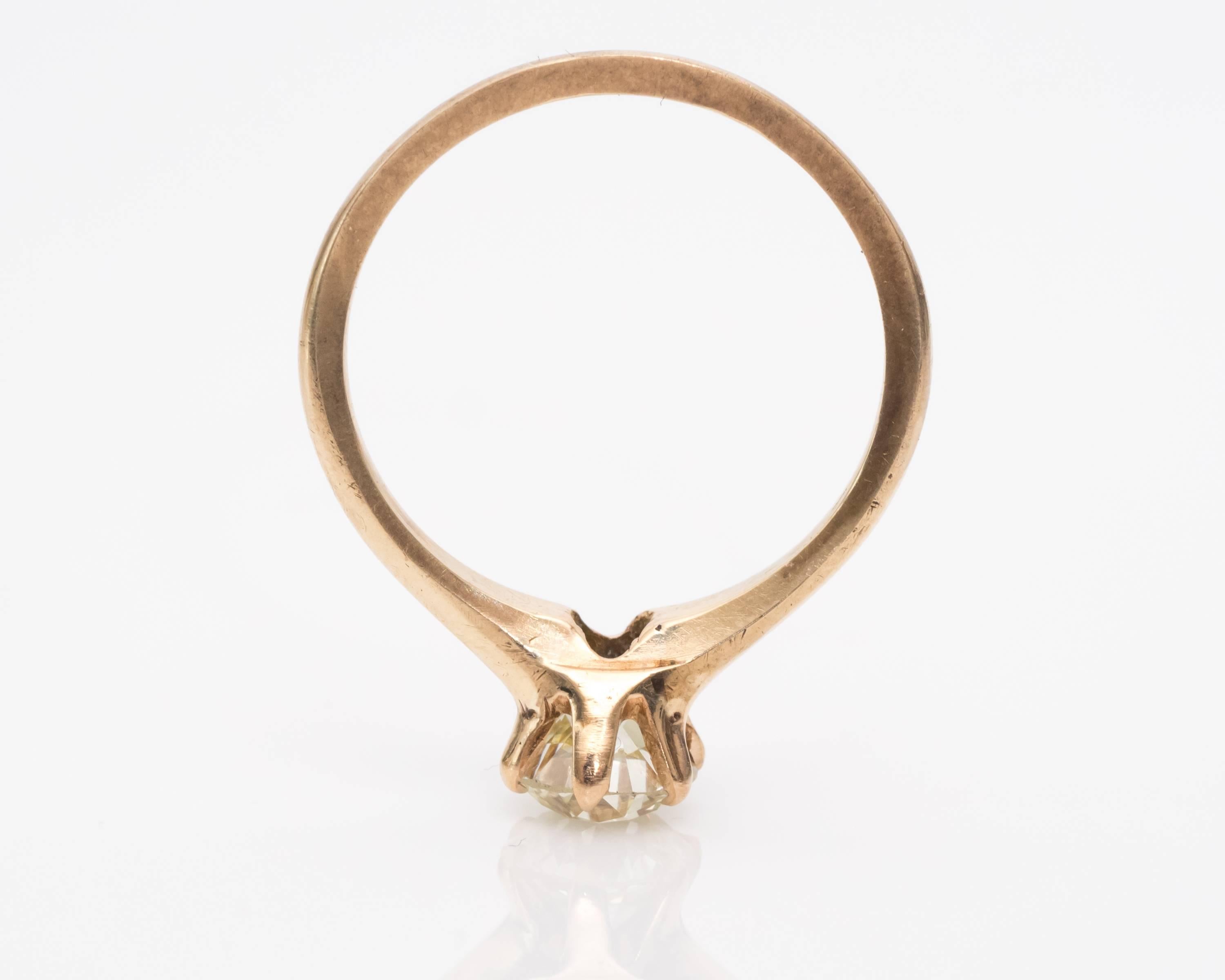 Round Cut 1905 GIA Certified 1.09 Carat Old Mine Diamond 10 Karat Gold Engagement Ring