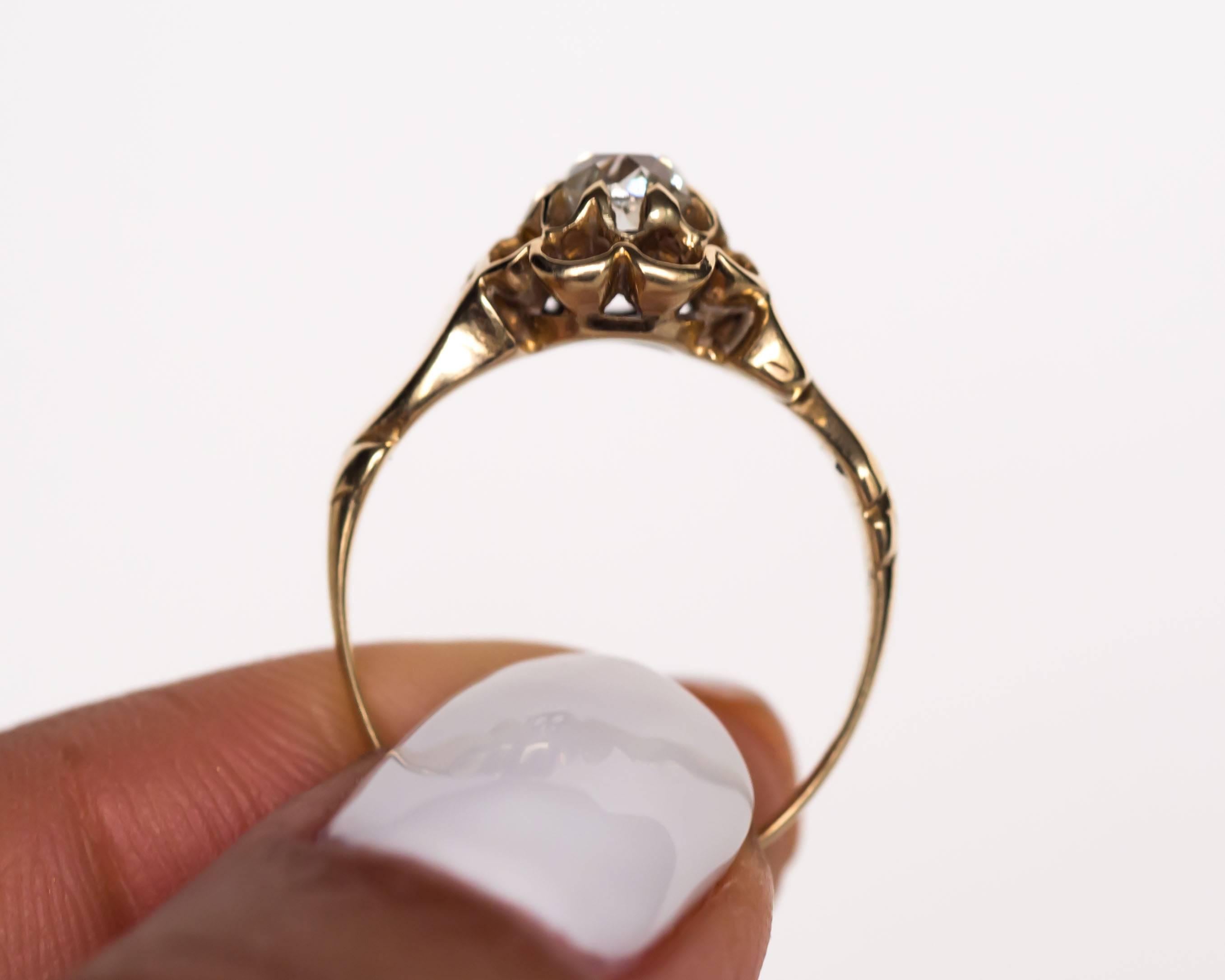 1890s Victorian GIA Certified .49 Carat Diamond Yellow Gold Engagement Ring 2