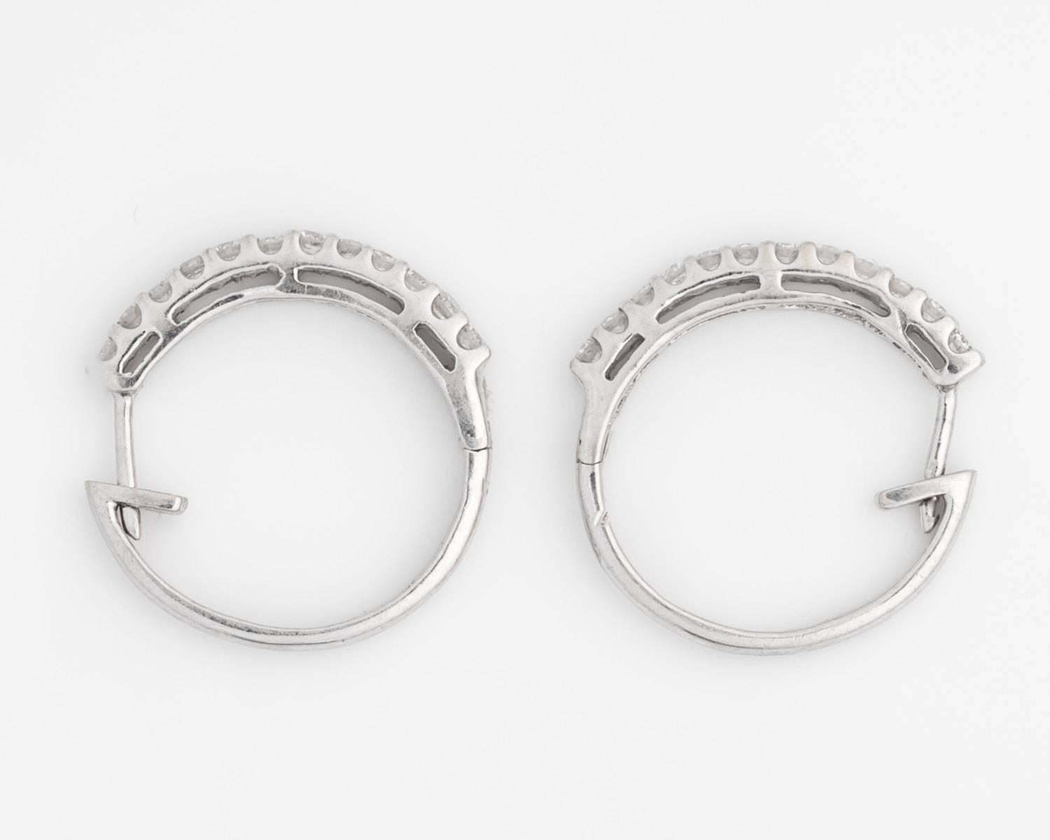 Contemporary Diamond White Gold Hoop Earrings
