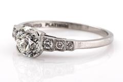 1910 Art Deco GIA zertifiziert 0,87 Karat Diamant Platin Verlobungsring