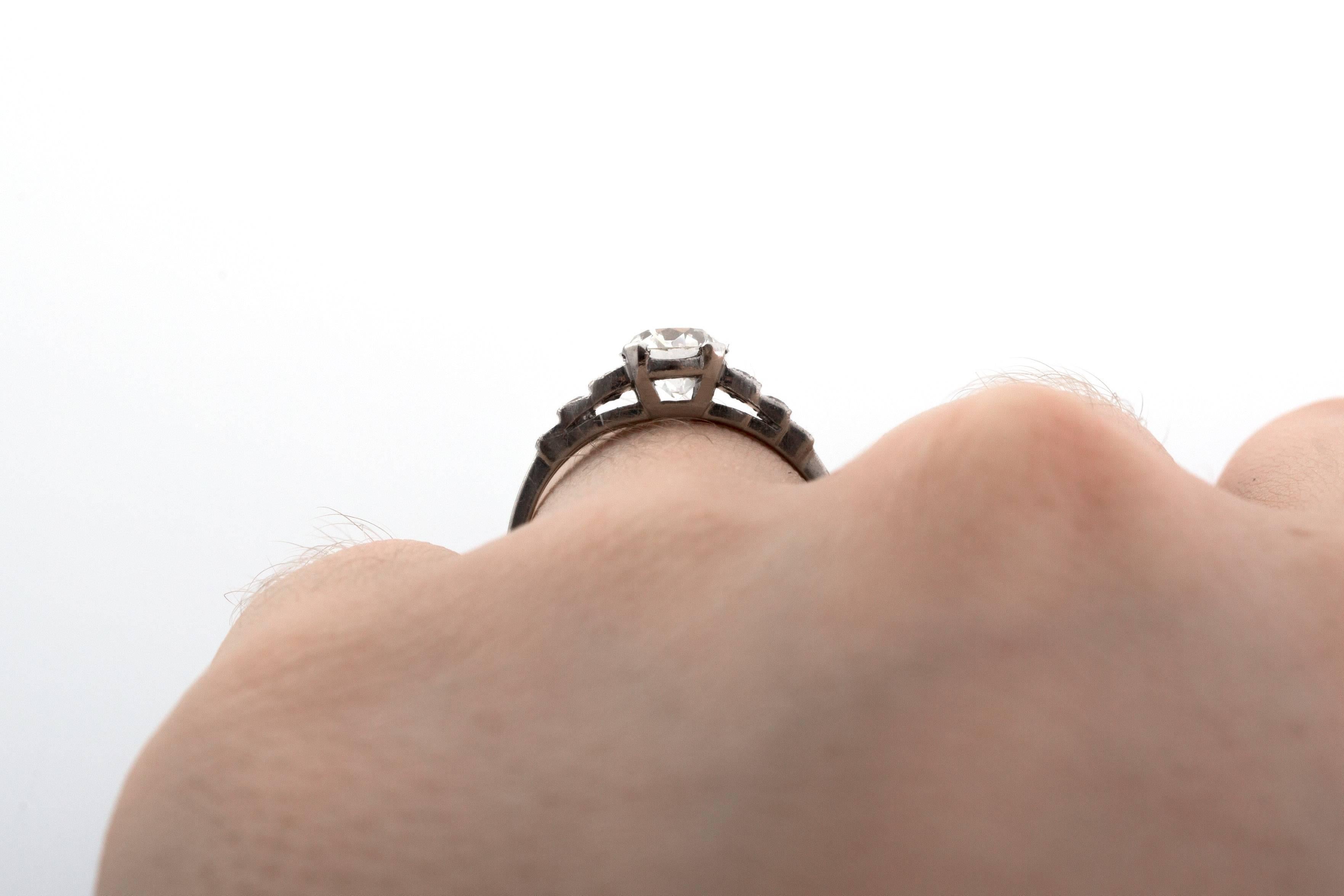 Bague de fiançailles Art déco en platine avec diamants de 0,87 carat certifiés GIA, 1910 en vente 3